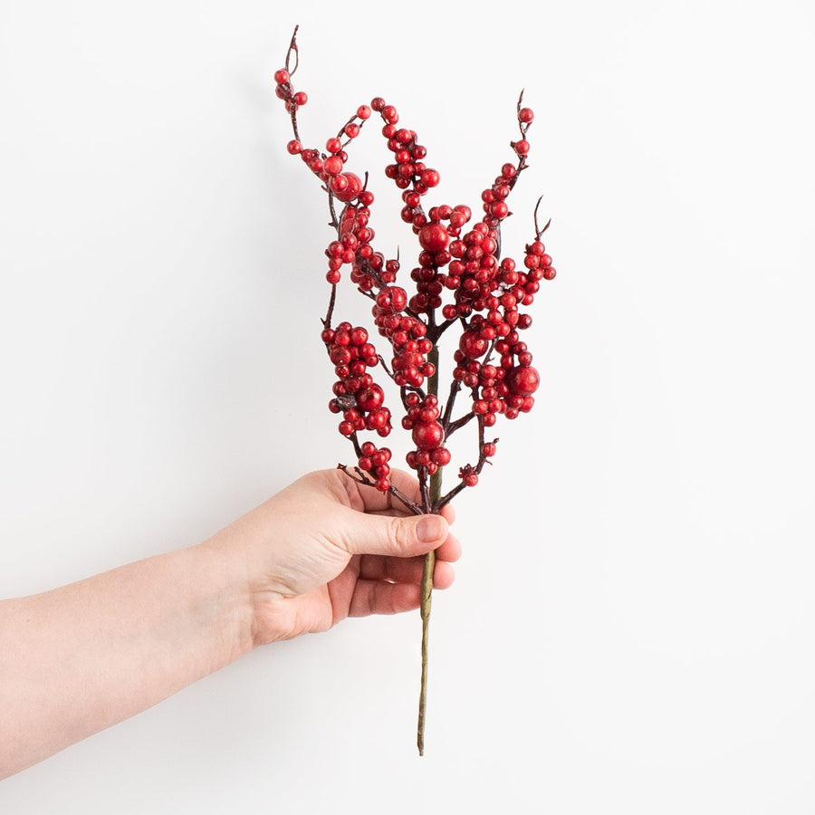 14" Soft Berry Pick: Shiny Red Berries detail photo 3