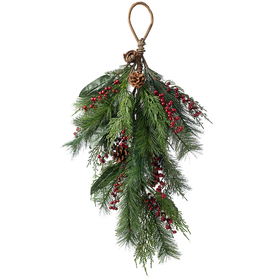 30" Soft Cedar Pine & Berry Teardrop Item Number: 263929