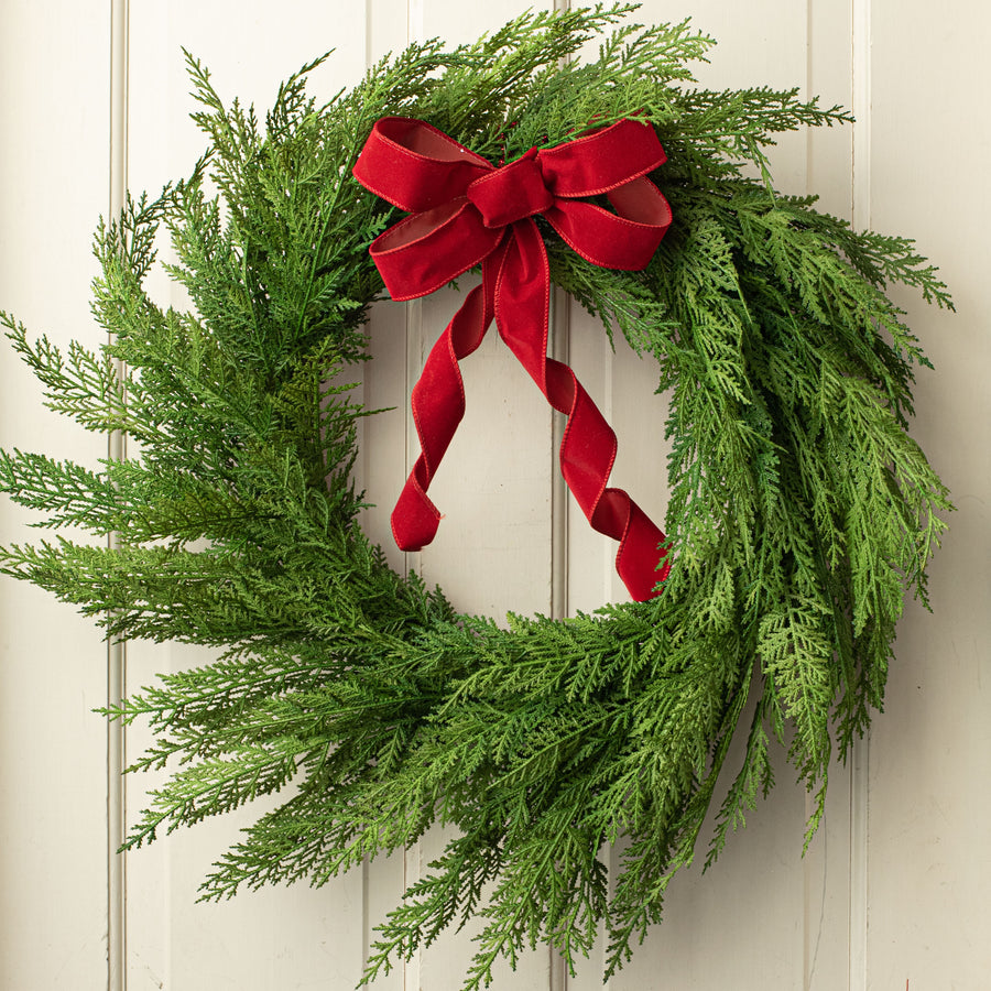 26" Soft Cedar Wreath Lifestyle Photo