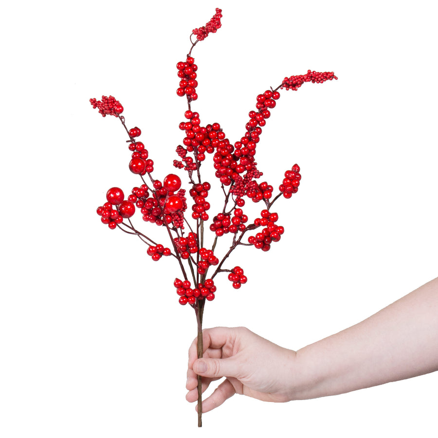 18" Soft Dewberry Spray: Shiny Red Lifestyle Photo
