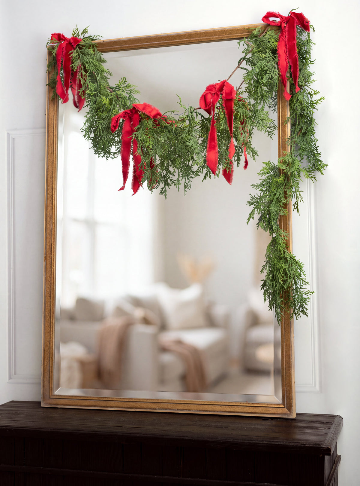 5' Soft Touch Cascading Cedar Garland Lifestyle Photo