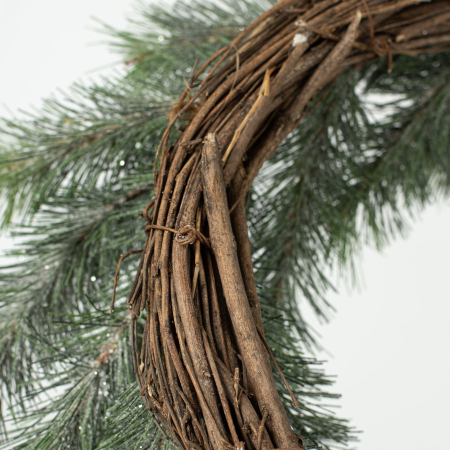 22" Sparkle Spruce Needle Pine Wreath detail photo 4