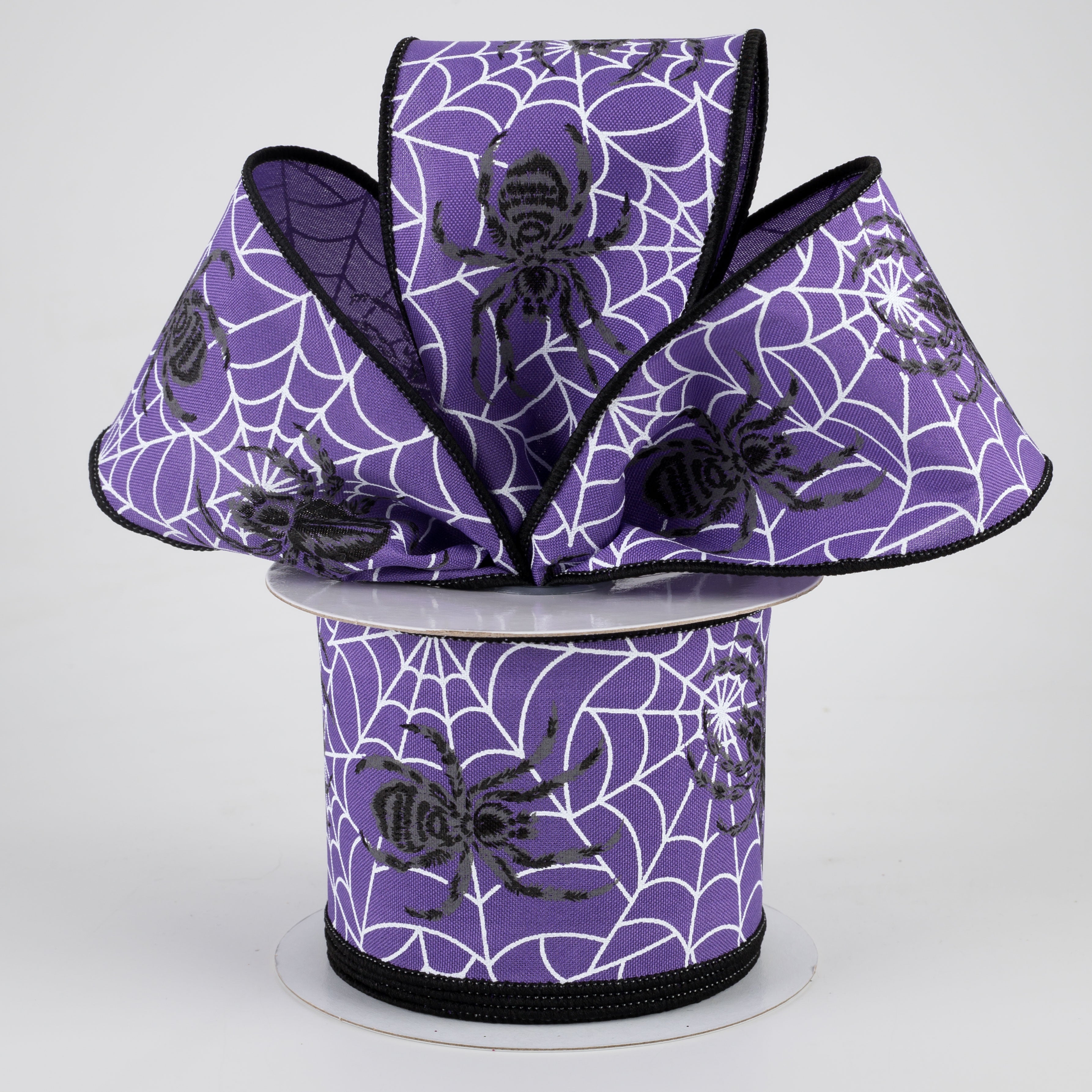 2.5" Spider On Web Ribbon: Purple (10 Yards) Lifestyle Photo