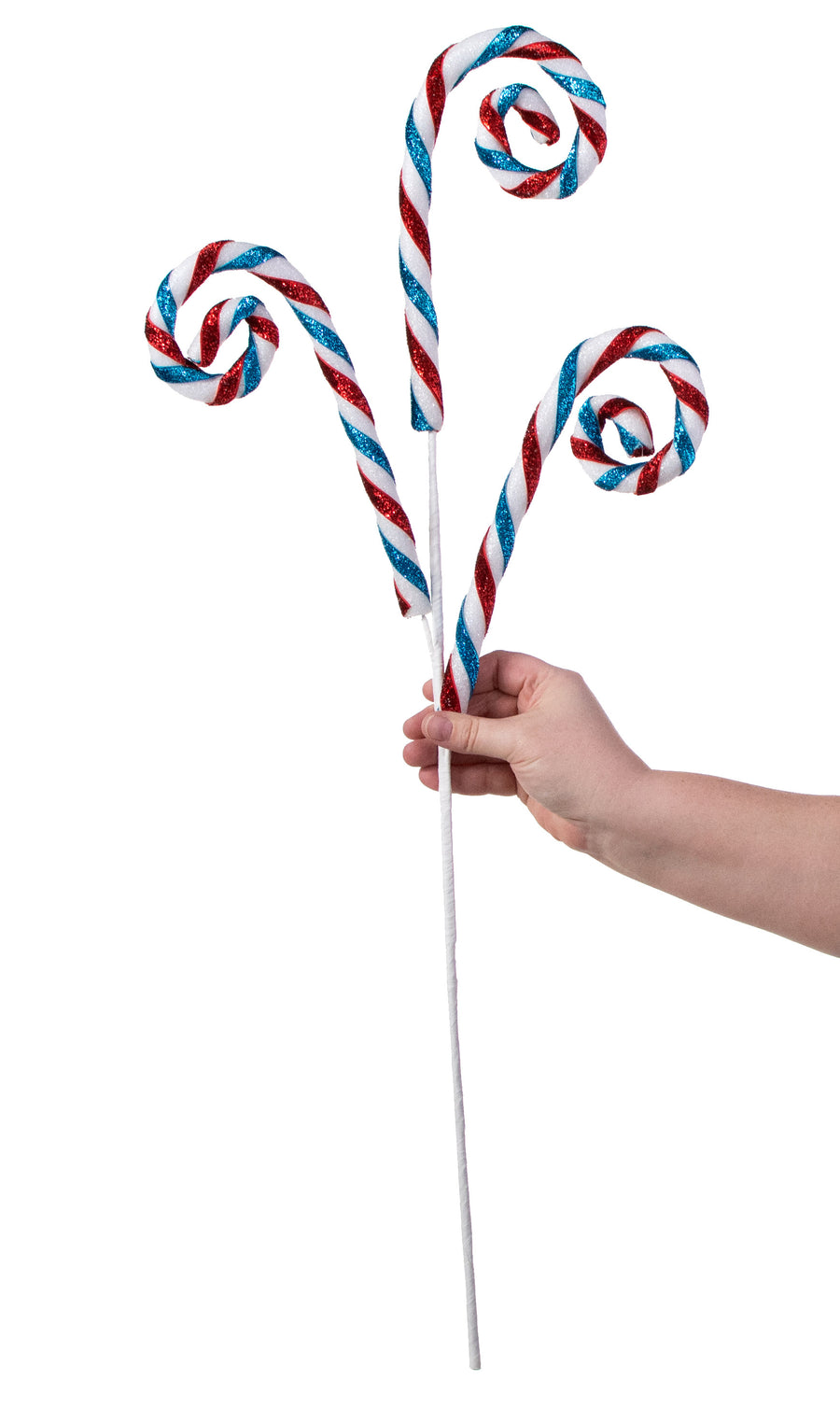 29" Spiral Candy Cane Spray: Red & Turquoise detail photo 3