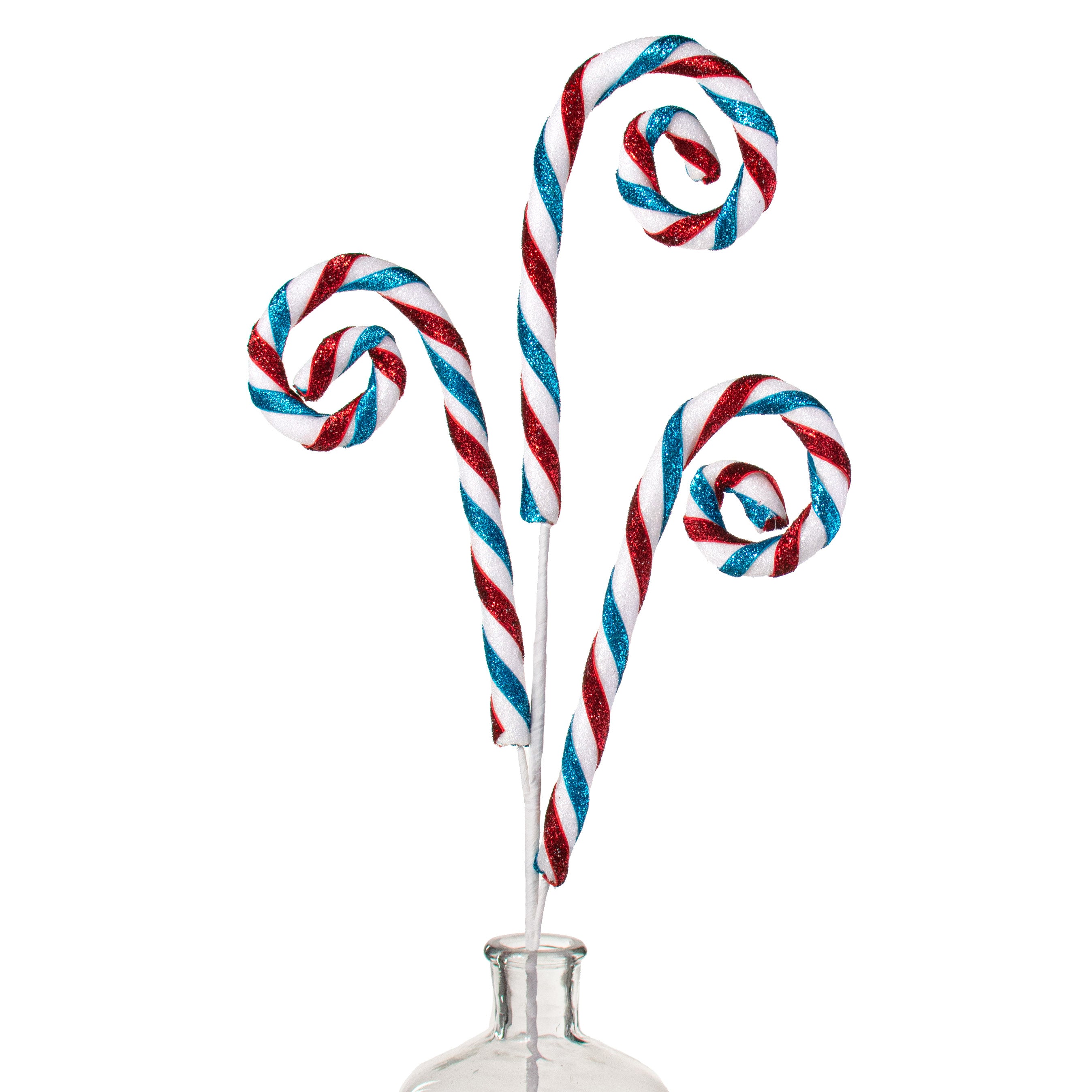 29" Spiral Candy Cane Spray: Red & Turquoise Item Number: XP3690J5