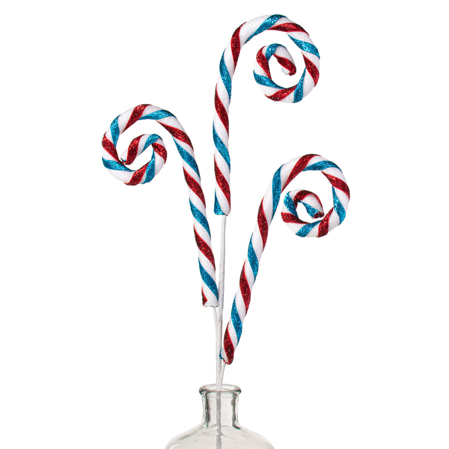 29" Spiral Candy Cane Spray: Red & Turquoise Item Number: XP3690J5