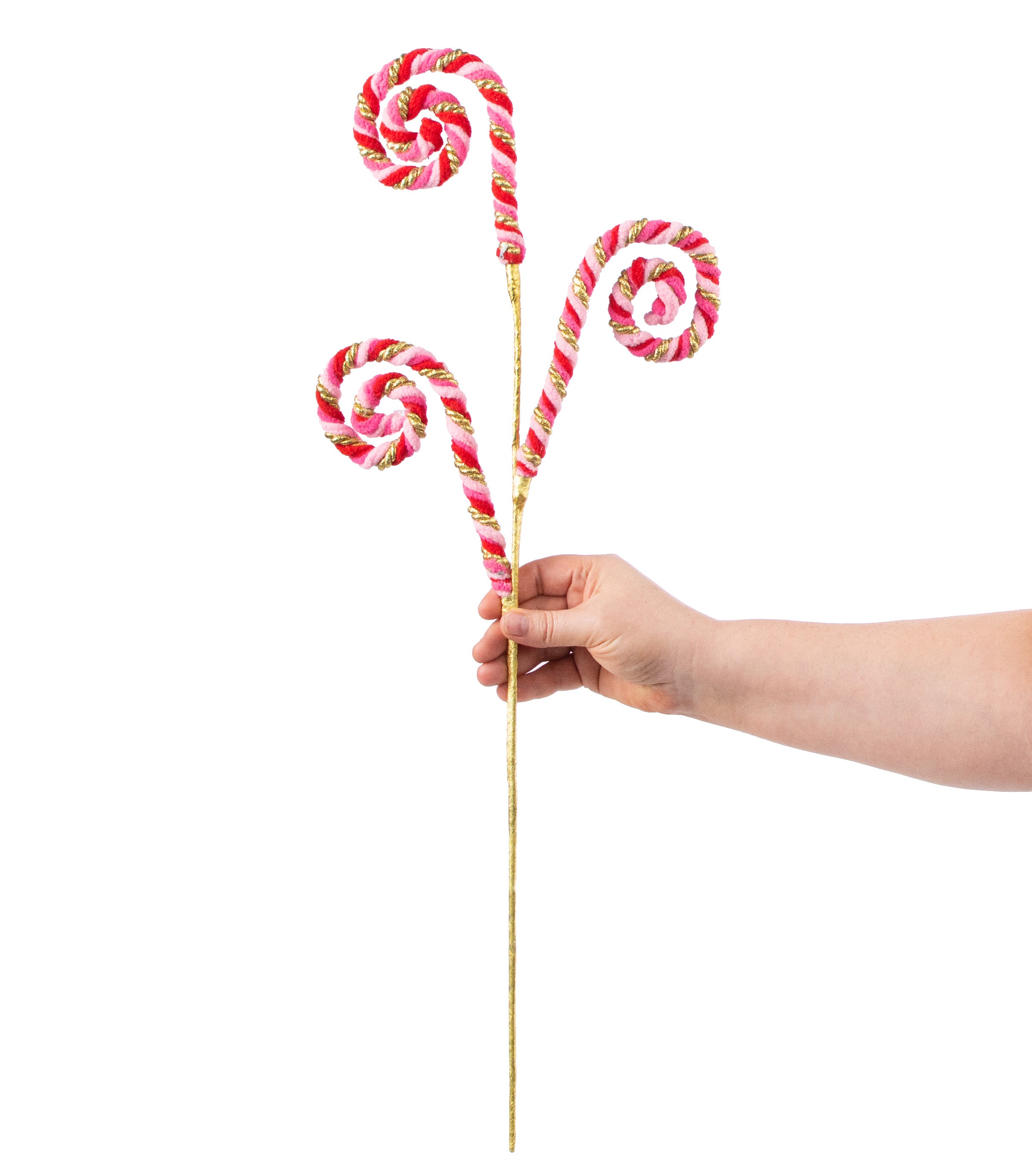 26" Spiral Curly Spray: Red, Pink, Gold detail photo 3