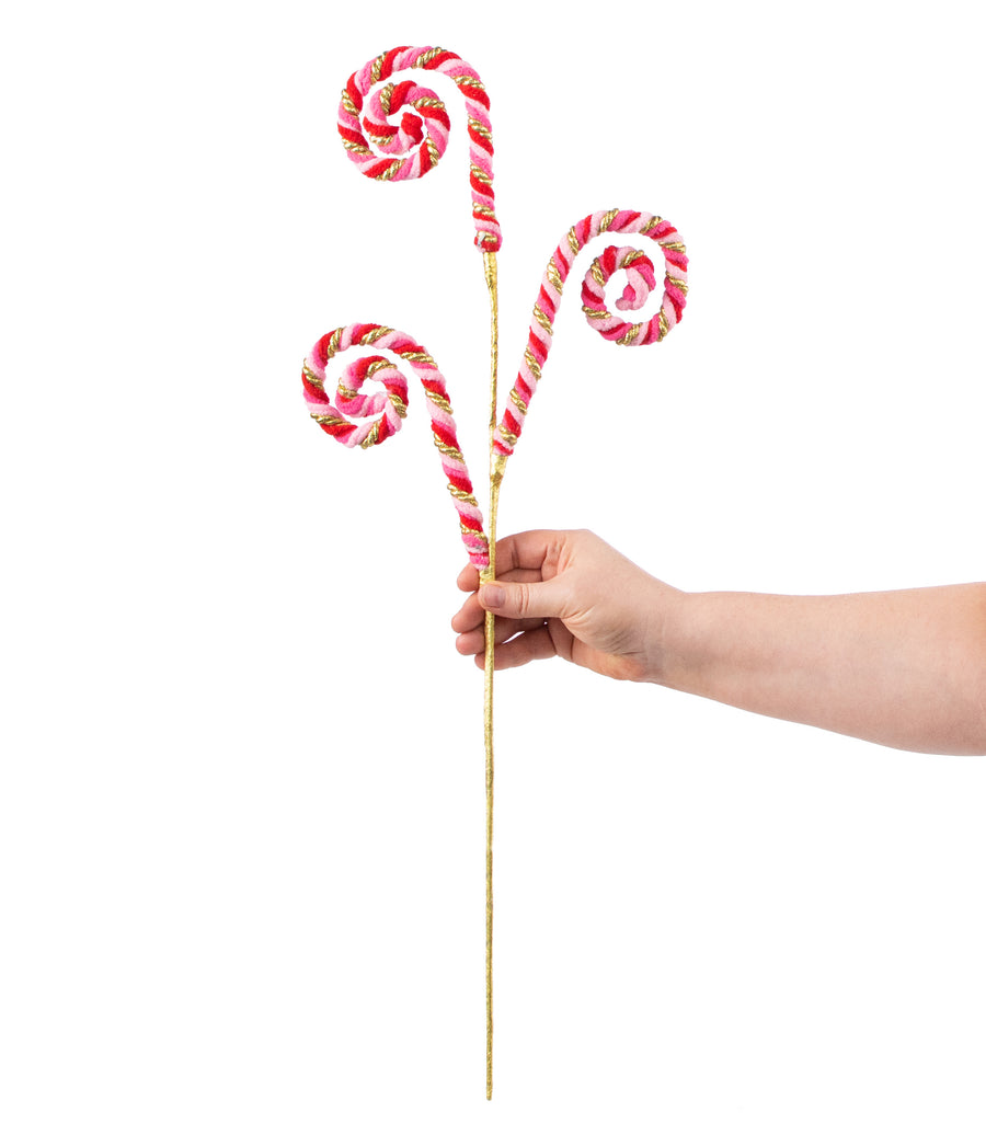 26" Spiral Curly Spray: Red, Pink, Gold detail photo 3