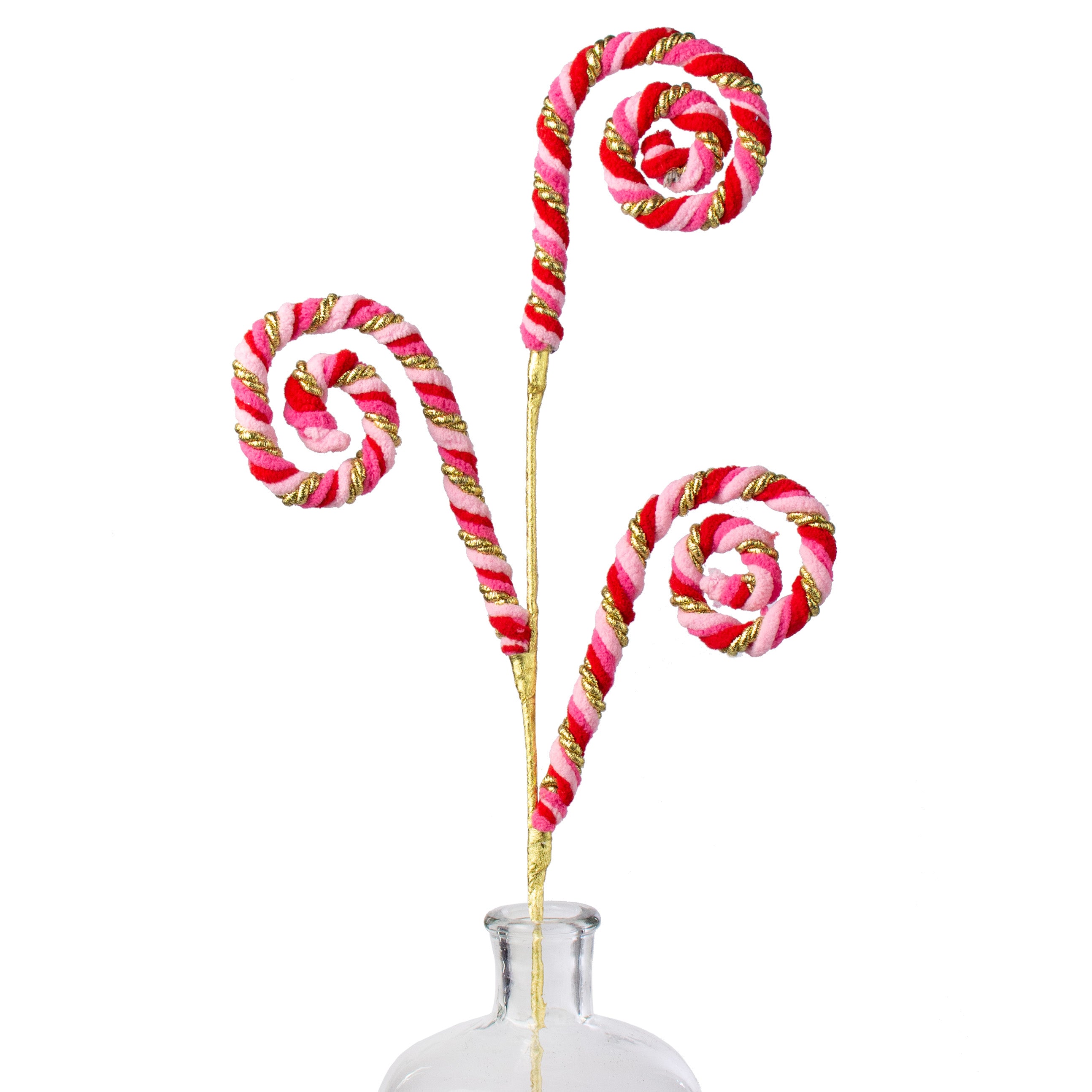 26" Spiral Curly Spray: Red, Pink, Gold Item Number: 85740RDPKGD