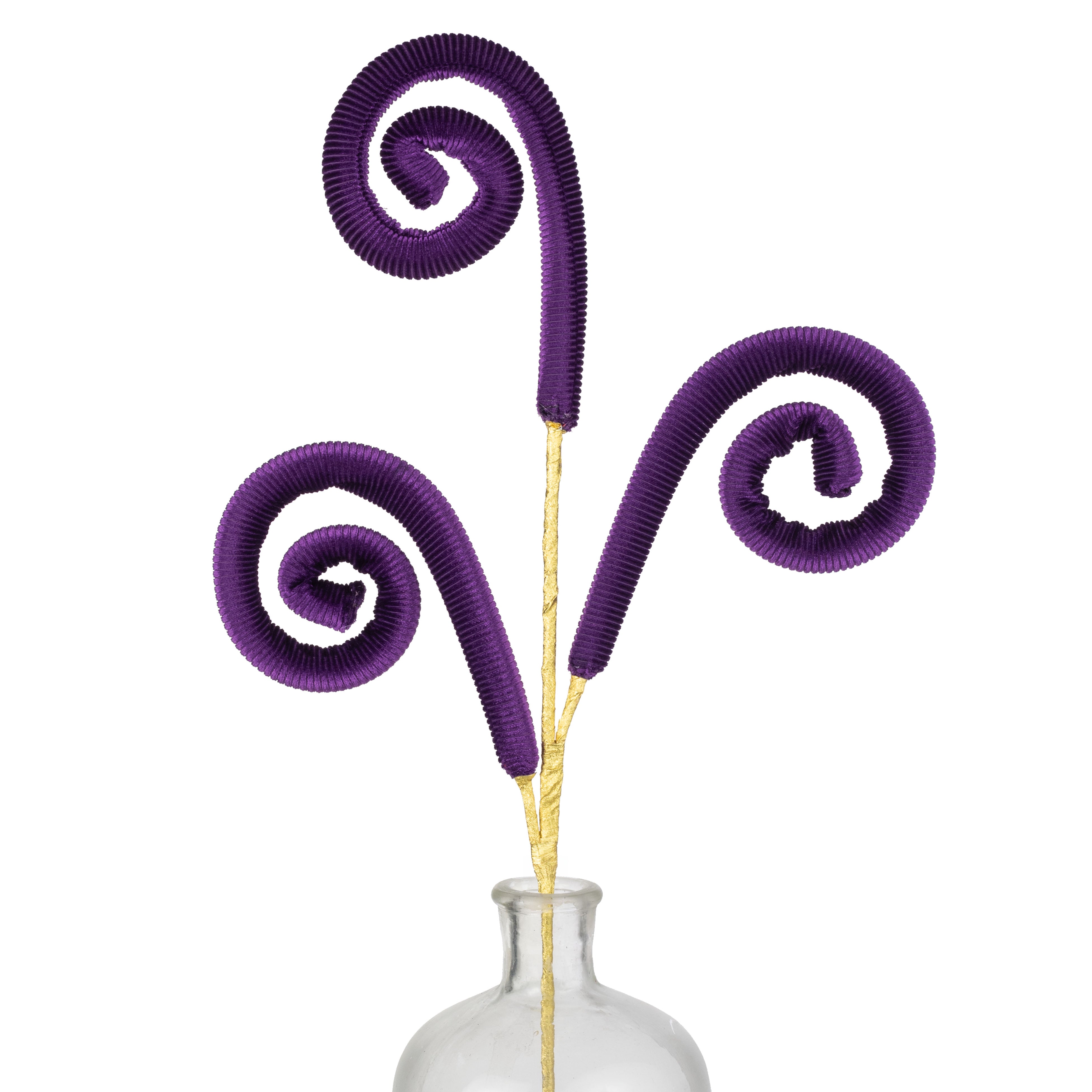 28" Spiral Fabric Curly Spray: Ribbed Purple Velvet Item Number: 85915PU