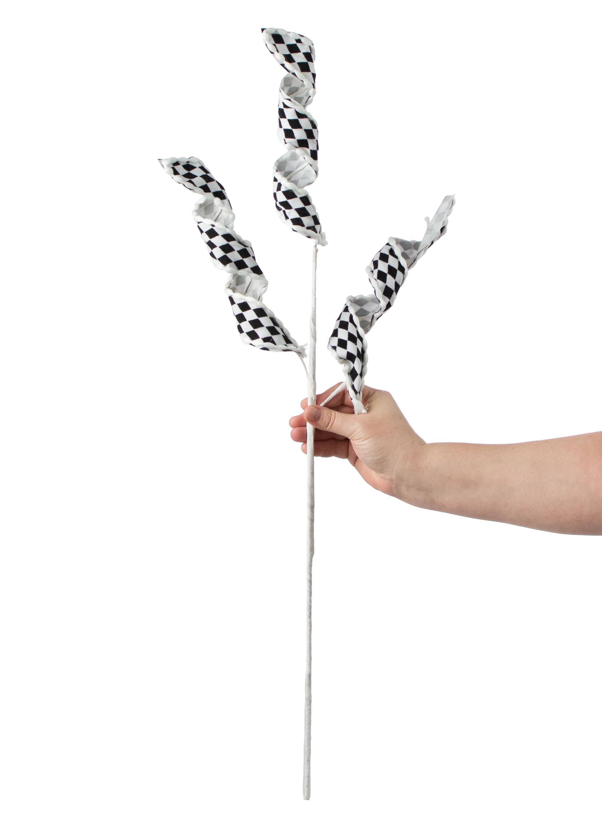 30" Spiral Fabric Spray: Black & White Harlequin detail photo 3