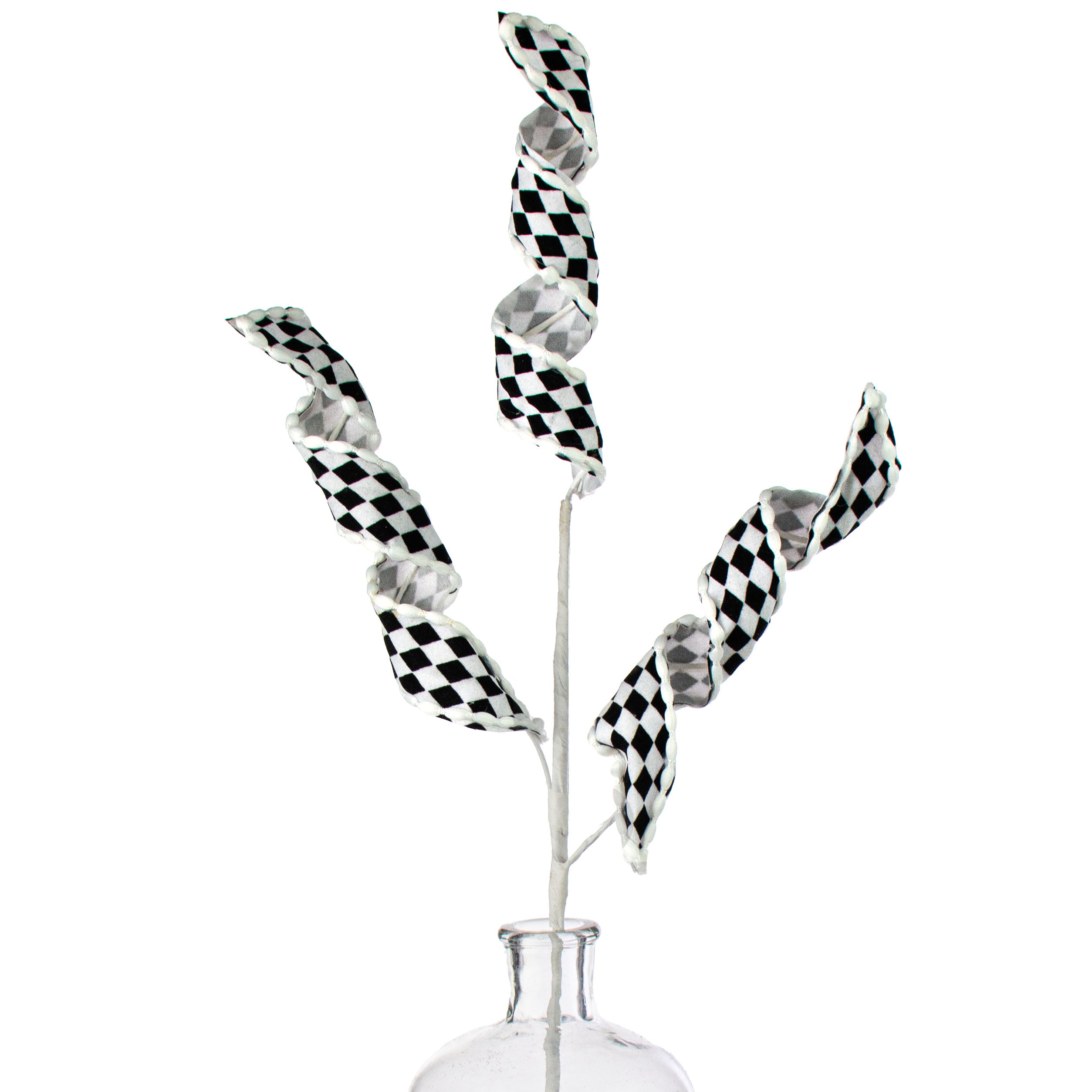 30" Spiral Fabric Spray: Black & White Harlequin Item Number: MN0203