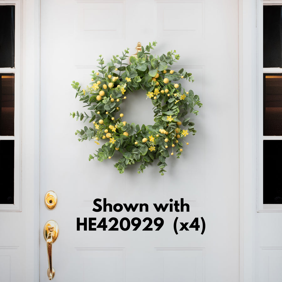 24" Spiral Silver Dollar Eucalyptus Wreath Lifestyle Photo