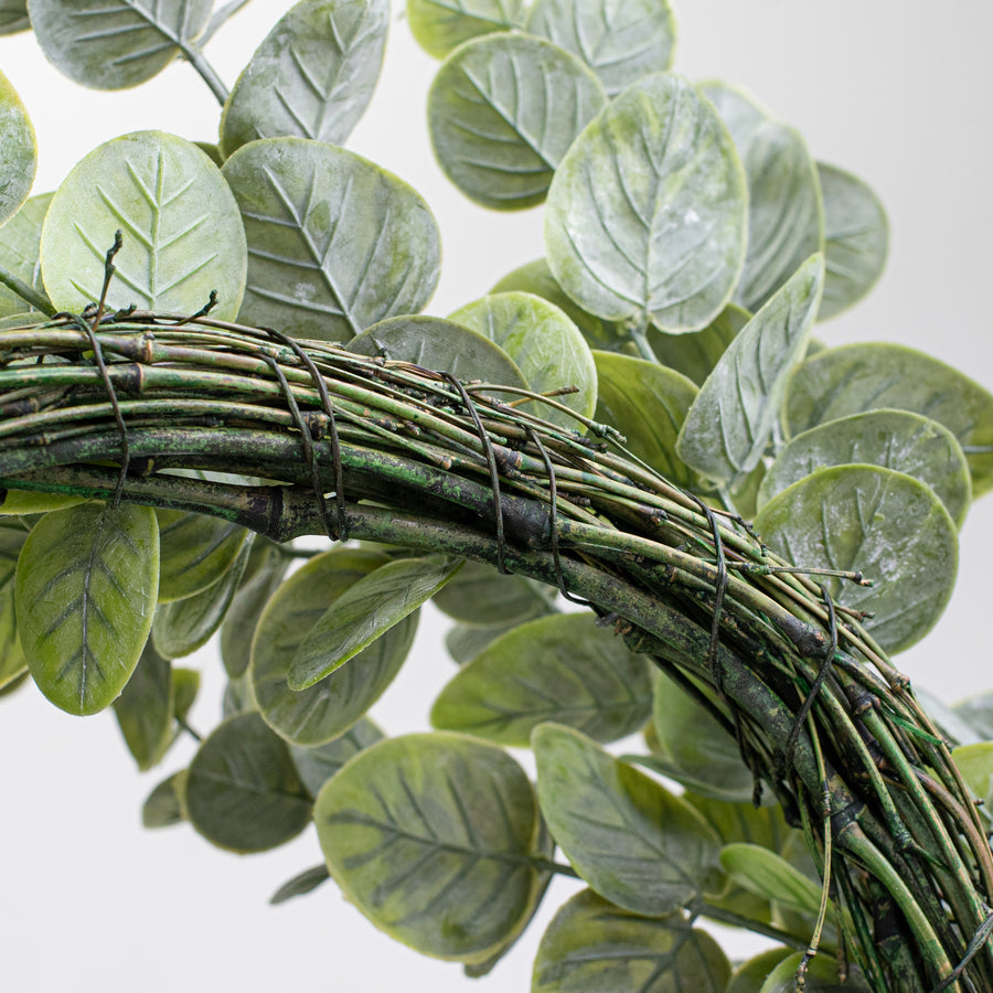 24" Spiral Silver Dollar Eucalyptus Wreath detail photo 5