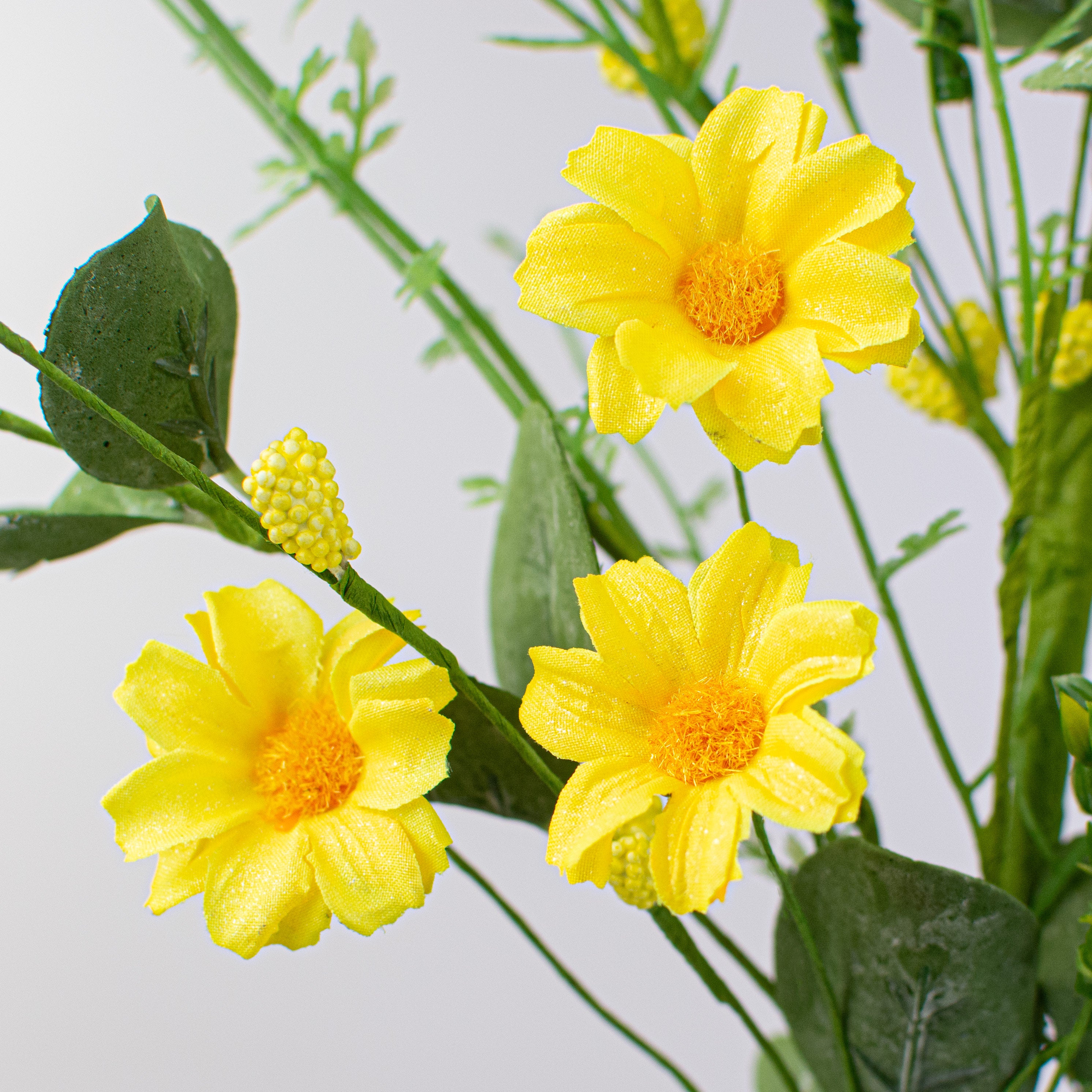 21" Spring Daisy Eucalyptus Spray: Yellow & Green Lifestyle Photo