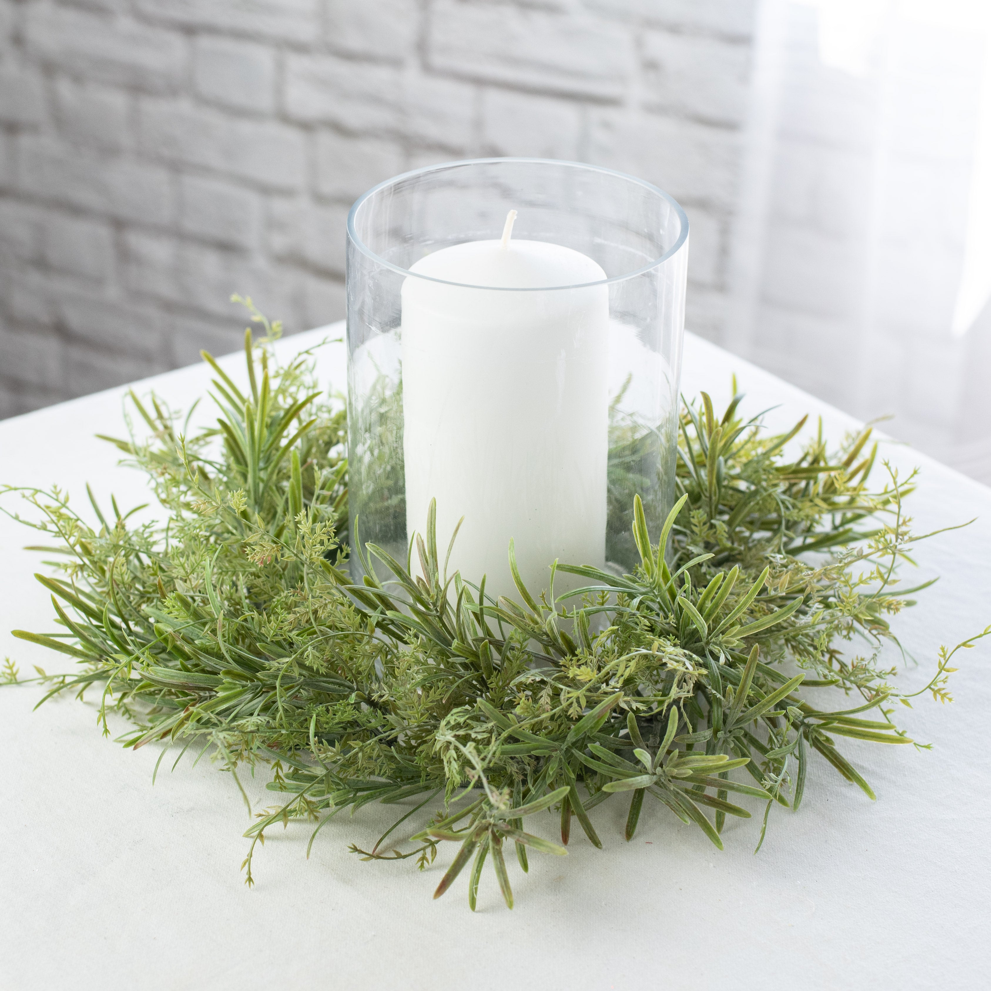 14" Spring Grass Mix Candle Ring Lifestyle Photo