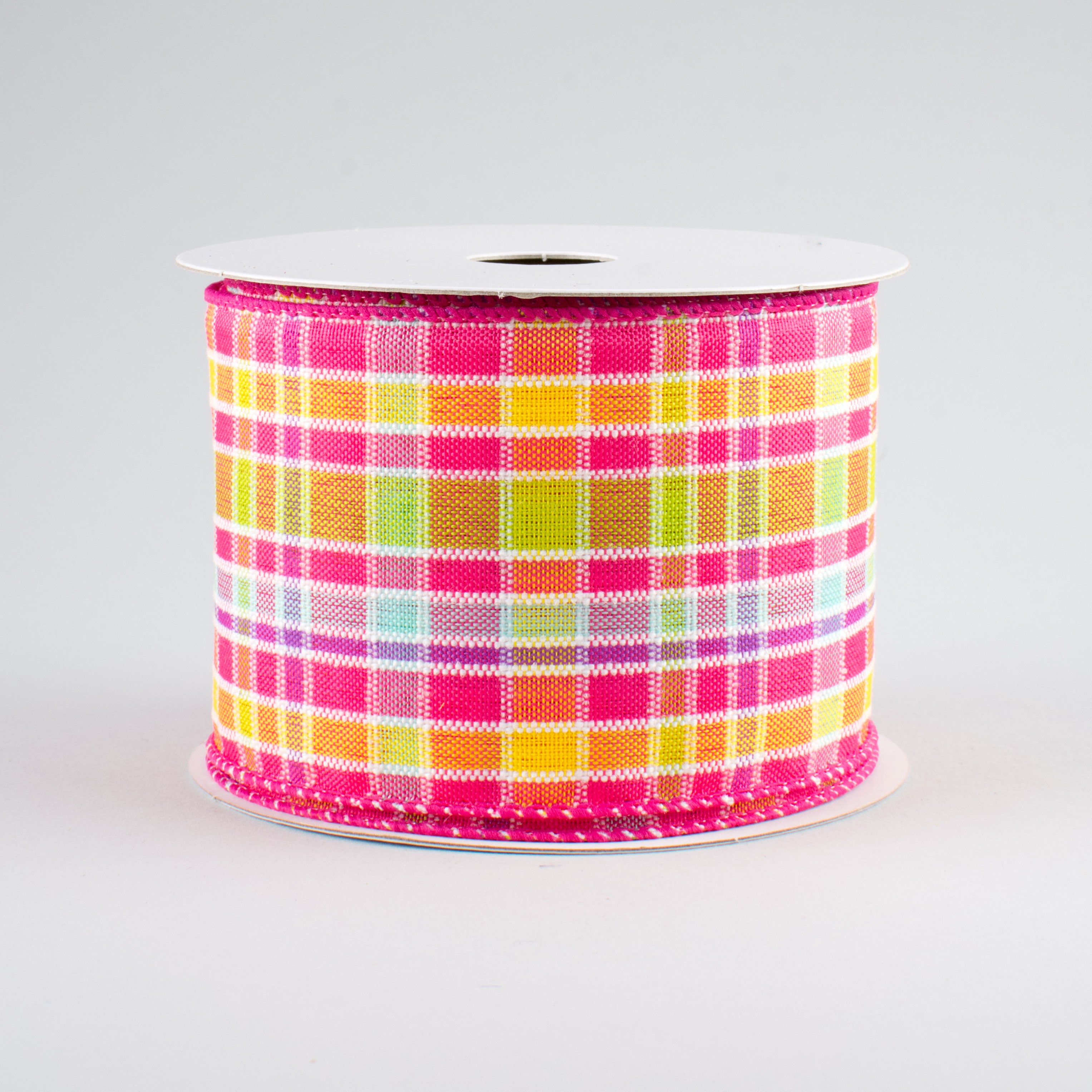2.5" Spring Plaid Ribbon: Fuchsia Multi (10 Yards)