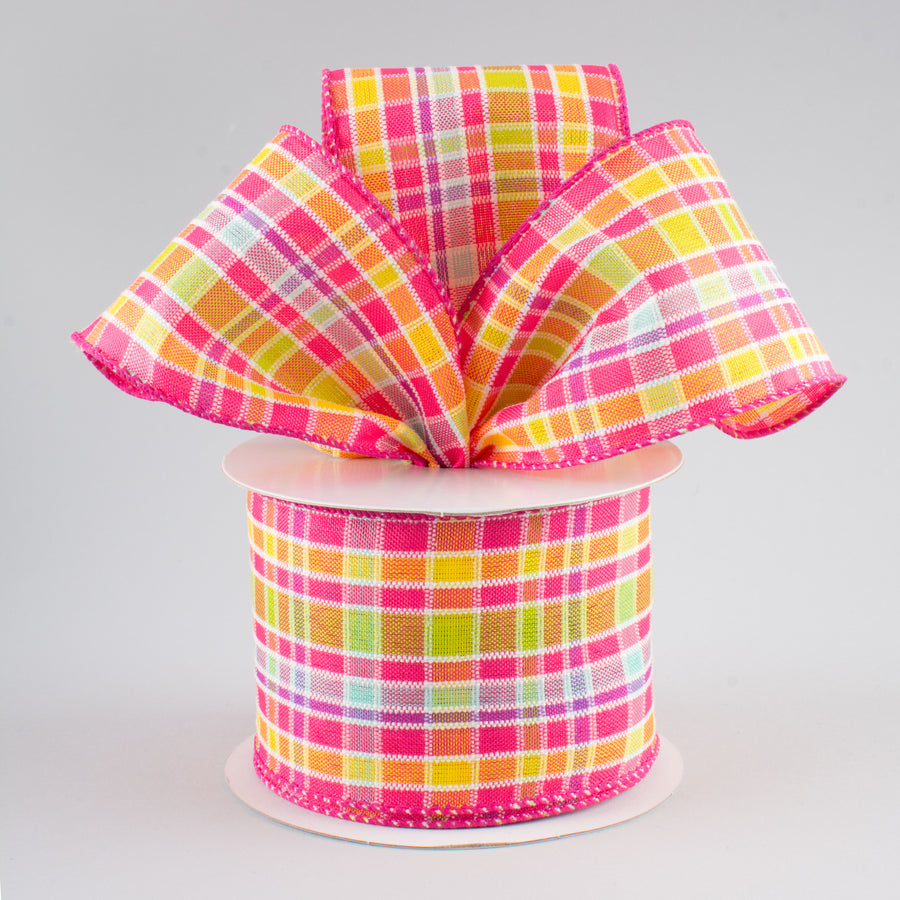2.5" Spring Plaid Ribbon: Fuchsia Multi (10 Yards) Lifestyle Photo