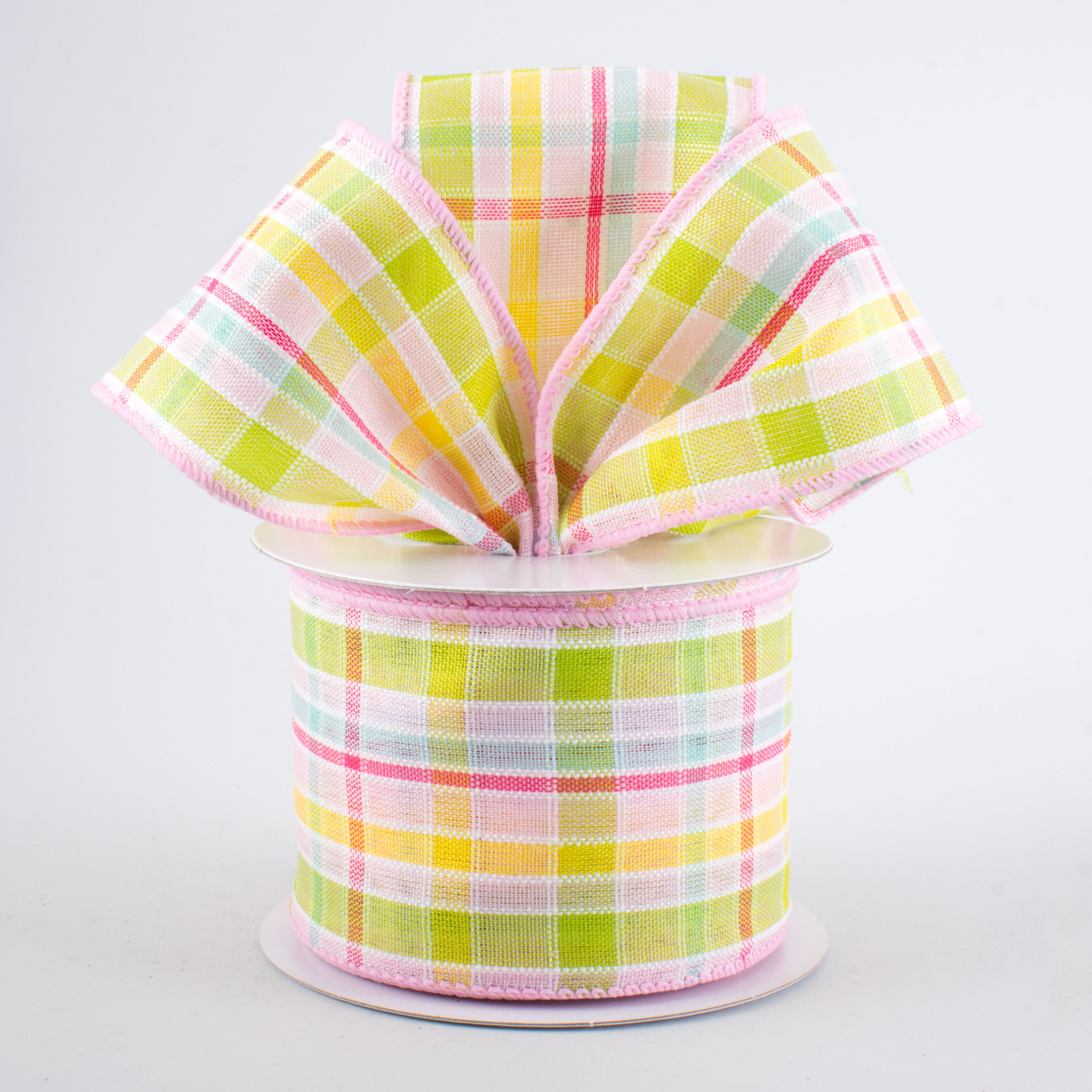 2.5" Spring Plaid Ribbon: Pastels (10 Yards) Lifestyle Photo