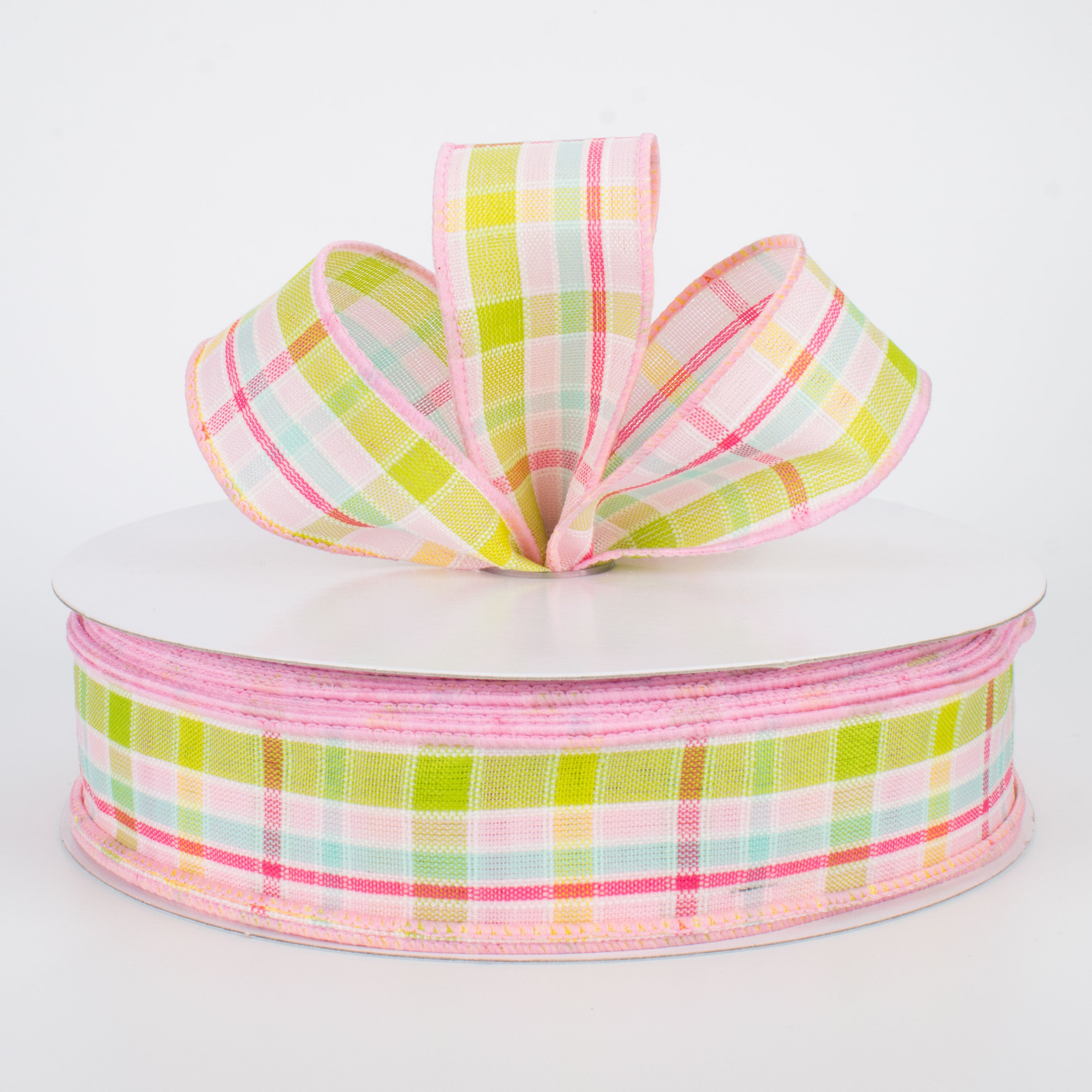 1.5" Spring Plaid Ribbon: Pastels (50 Yards) Lifestyle Photo
