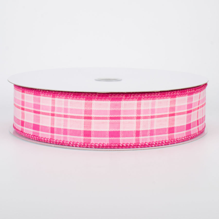 1.5" Spring Plaid Ribbon: Pink (50 Yards)