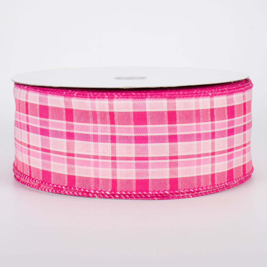 2.5" Spring Plaid Ribbon: Pink (50 Yards)