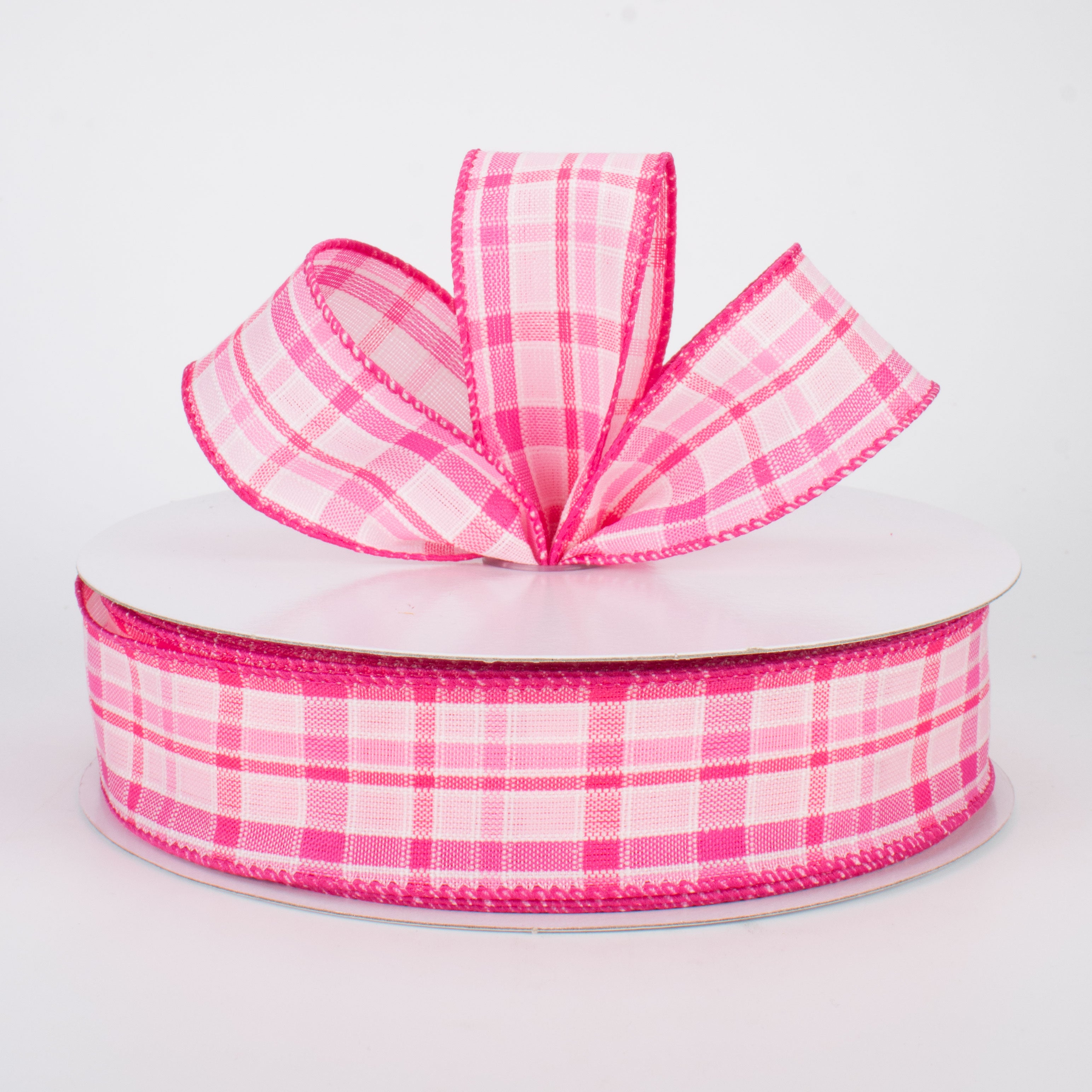 1.5" Spring Plaid Ribbon: Pink (50 Yards) Lifestyle Photo
