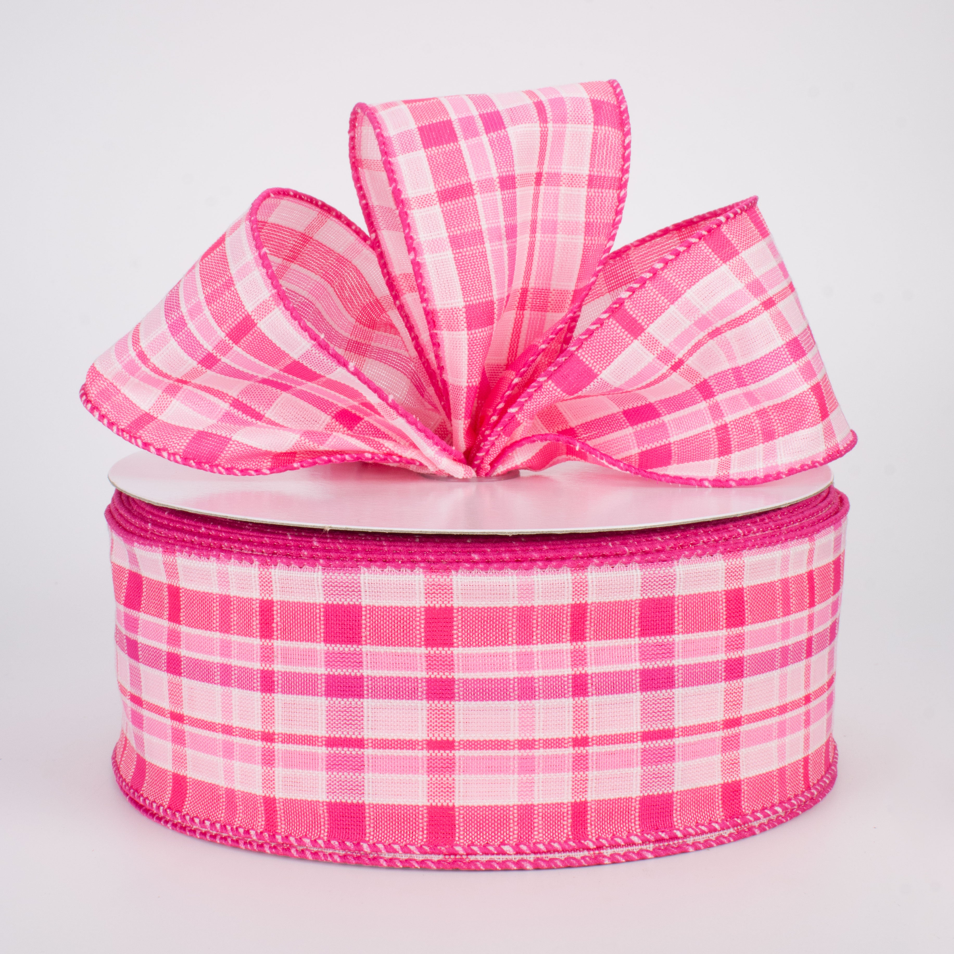 2.5" Spring Plaid Ribbon: Pink (50 Yards) Lifestyle Photo