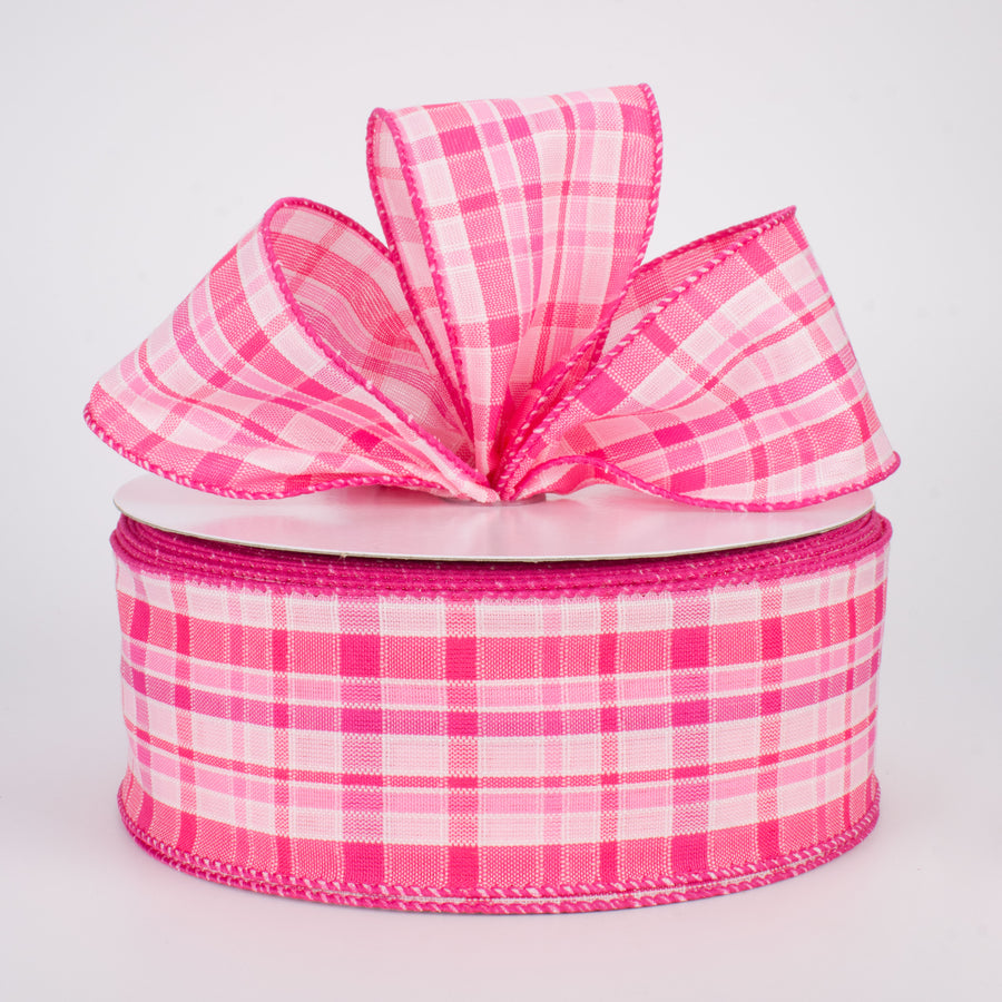 2.5" Spring Plaid Ribbon: Pink (50 Yards) Lifestyle Photo