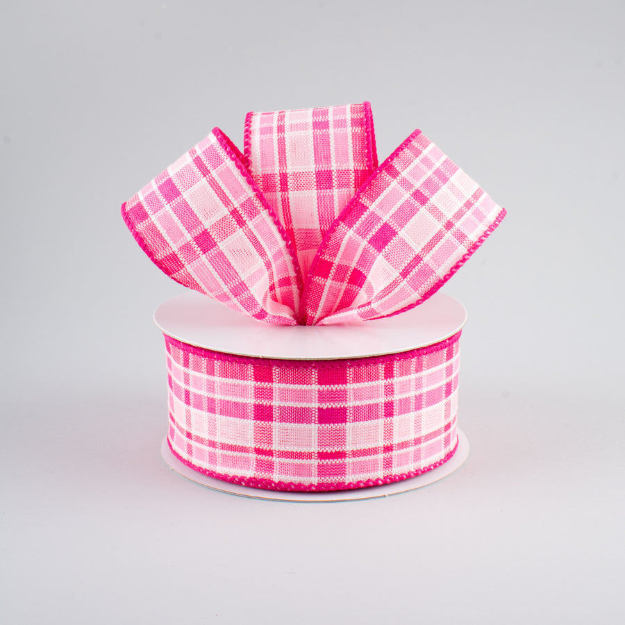 1.5" Spring Plaid Ribbon: Pink (10 Yards) Lifestyle Photo