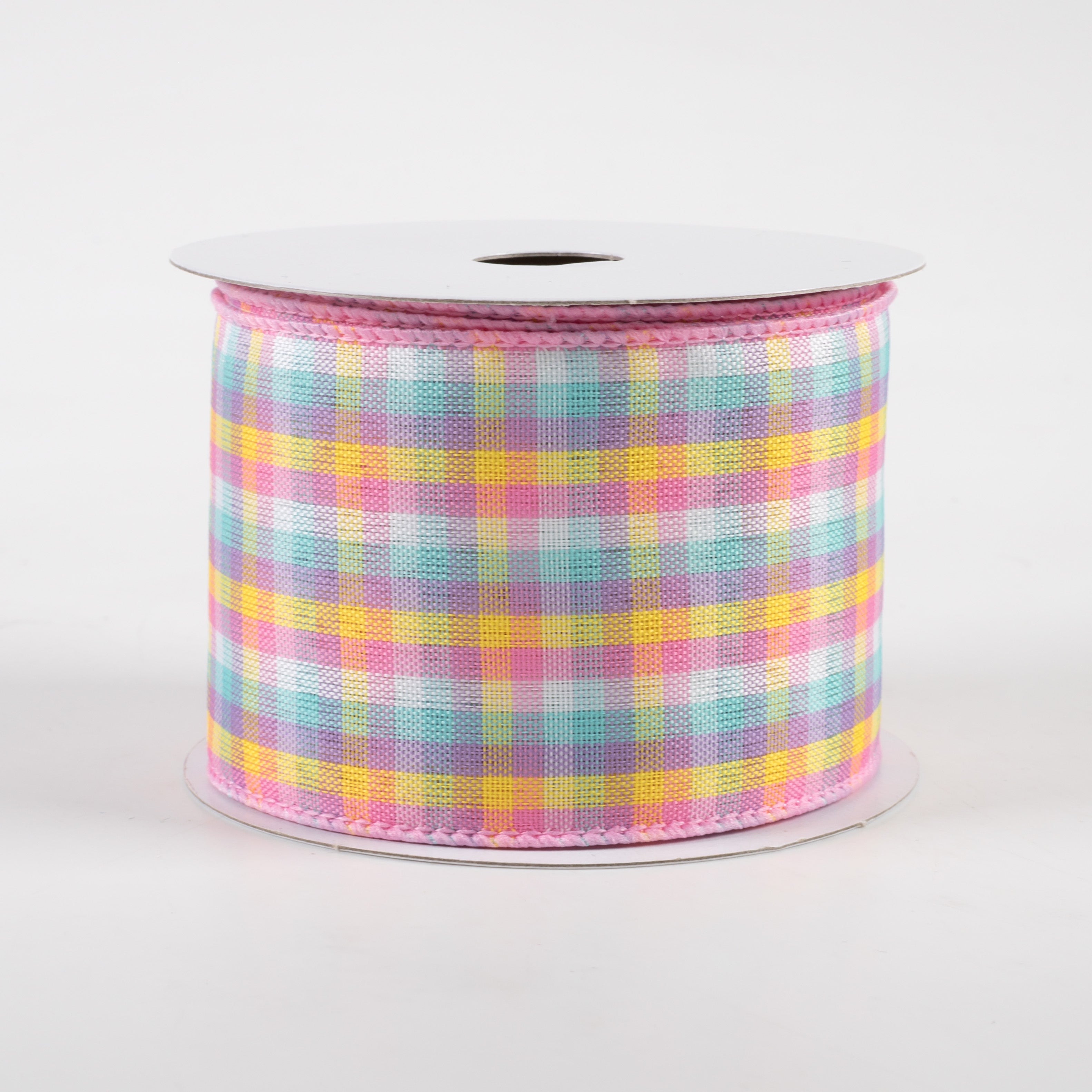 2.5" Spring Plaid Ribbon: Pink, Purple, Yellow, Blue (10 Yards) Item Number: 41355-40-02
