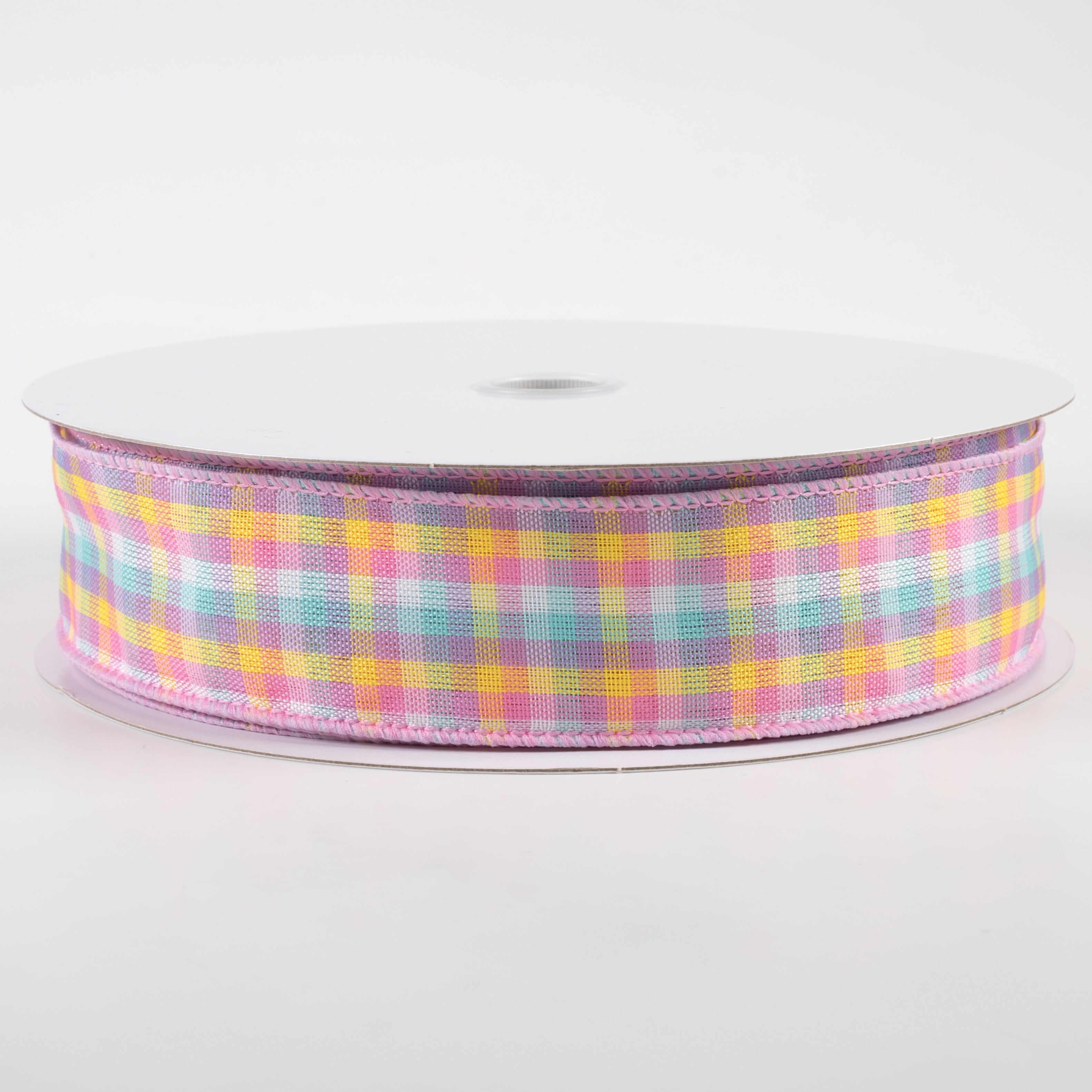 1.5" Spring Plaid Ribbon: Pink, Purple, Yellow, Blue (50 Yards) Item Number: 841-09-329