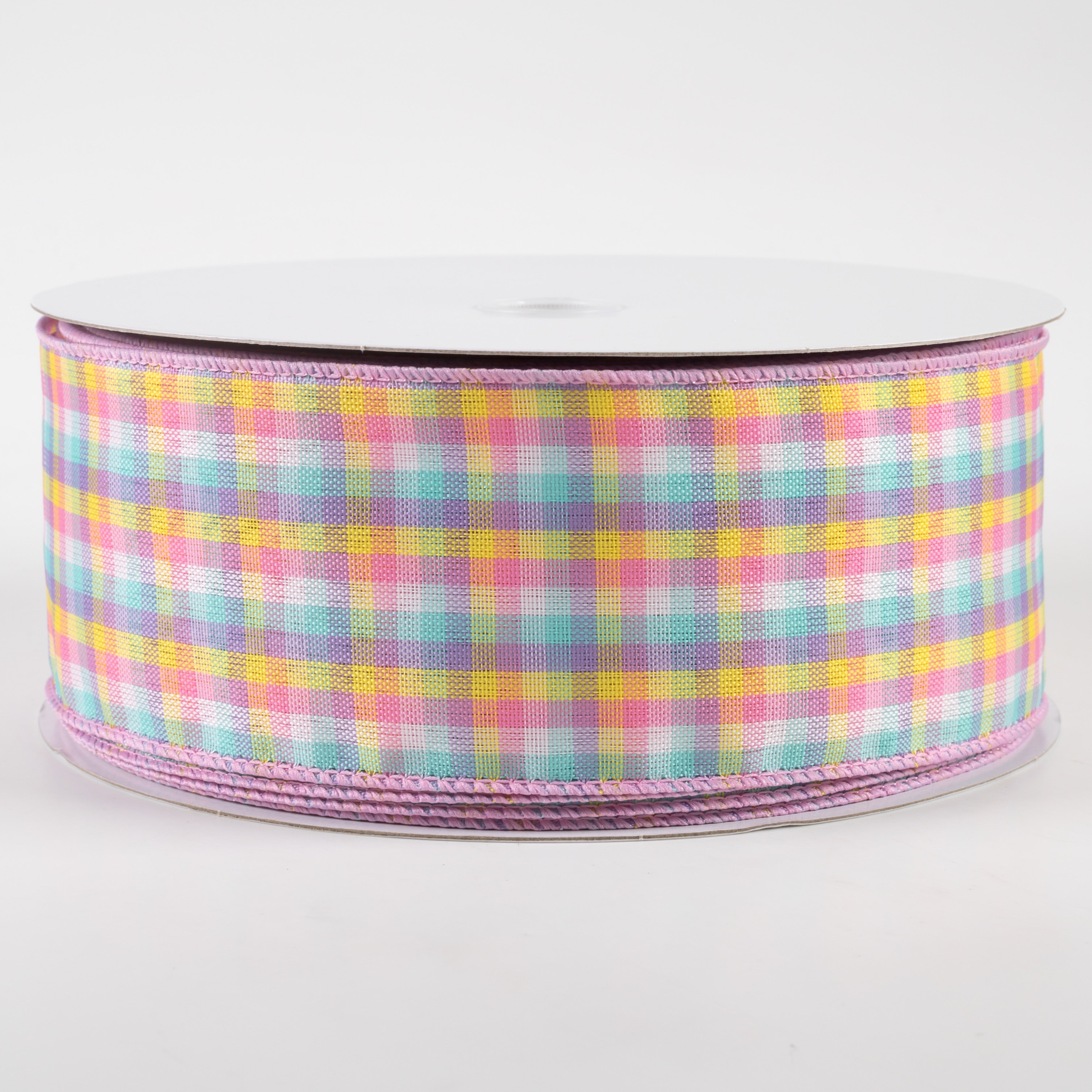 2.5" Spring Plaid Ribbon: Pink, Purple, Yellow, Blue (50 Yards) Item Number: 841-40-329