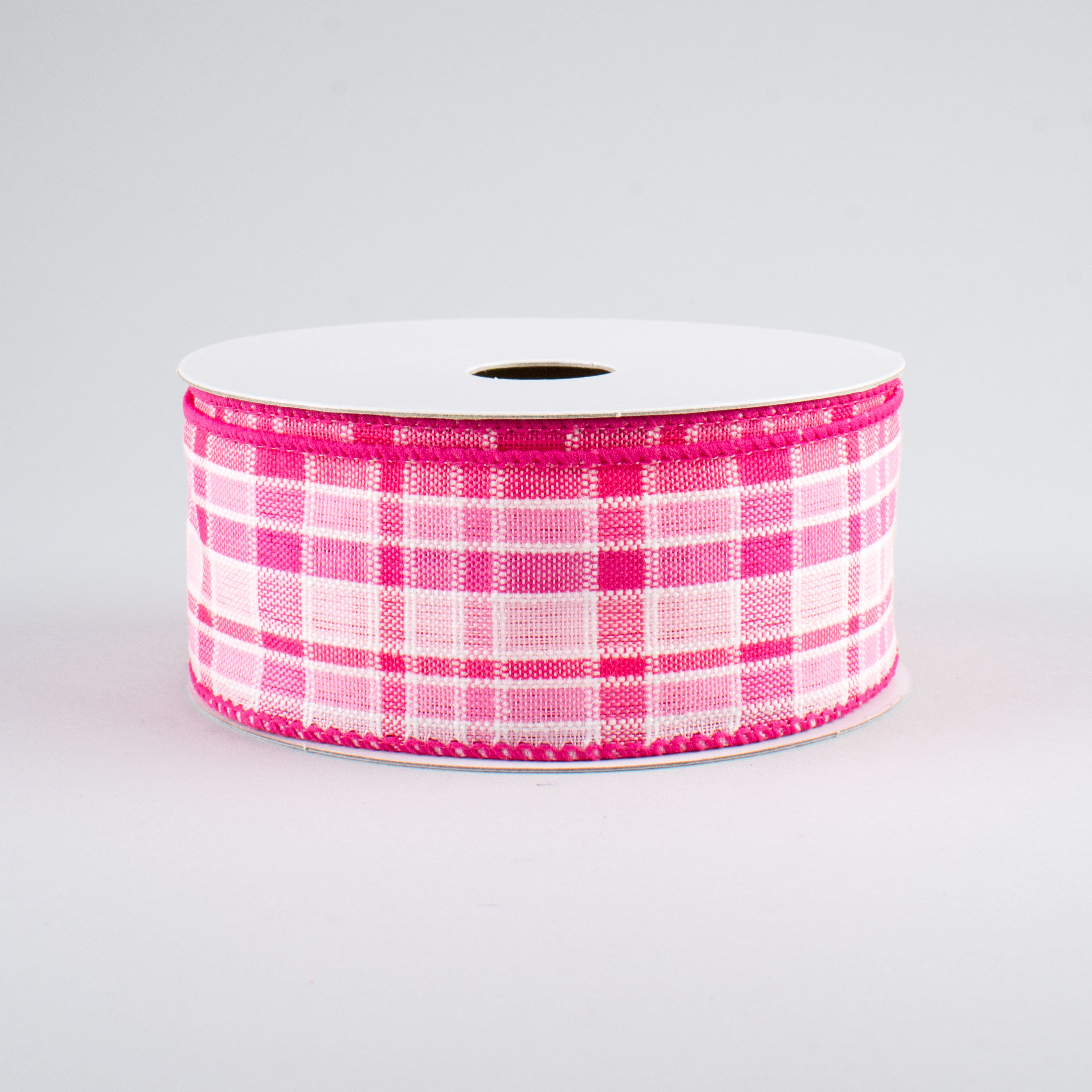1.5" Spring Plaid Ribbon: Pink (10 Yards)