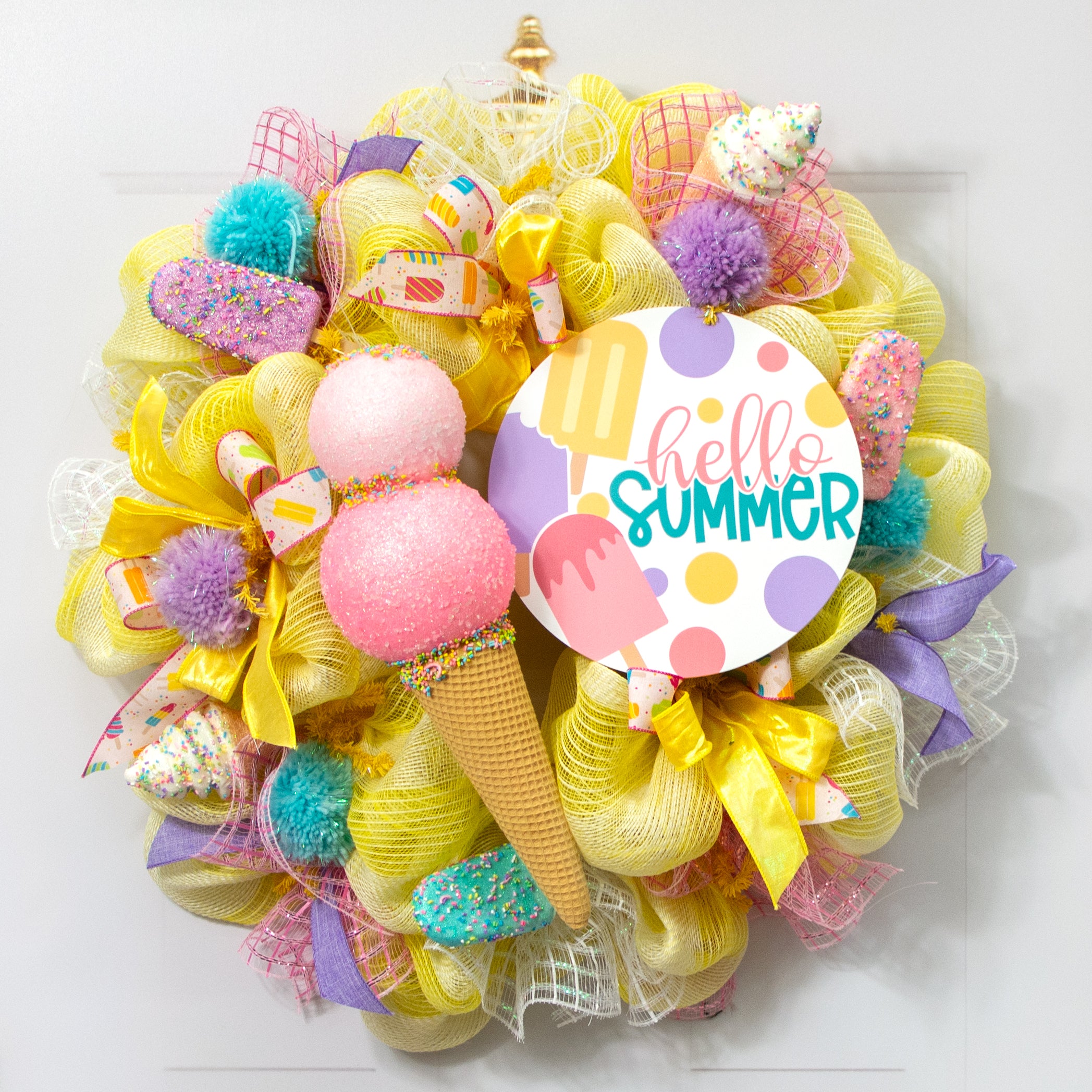 16" Sprinkle Ice Cream Cone Ornament: Pink Lifestyle Photo