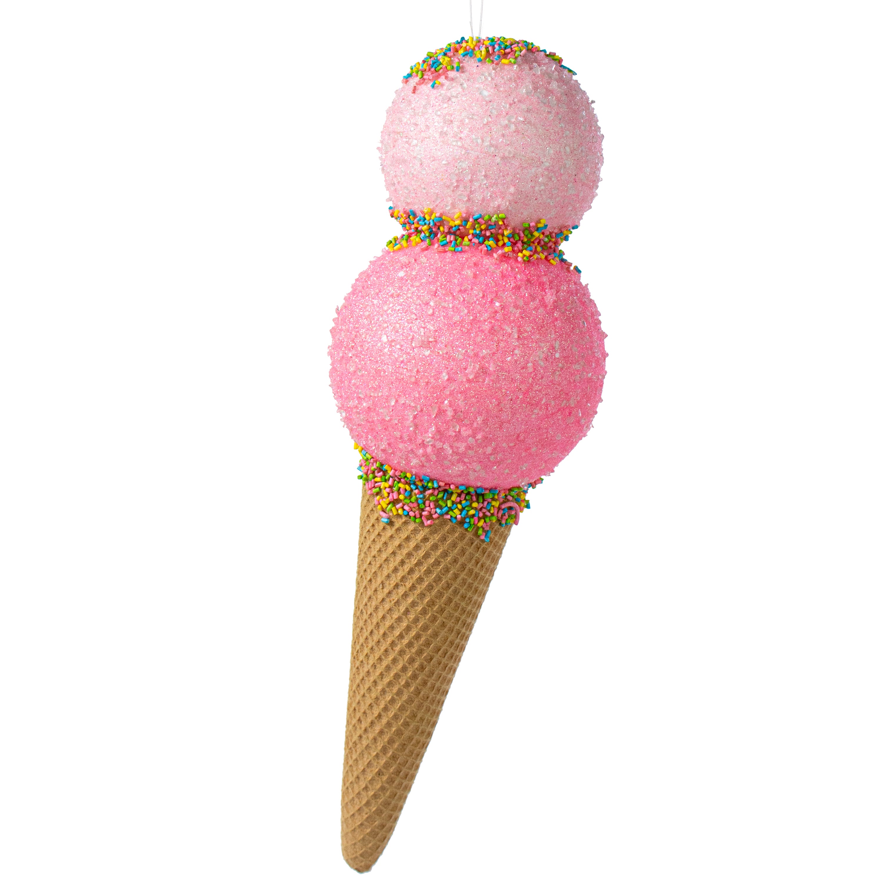 16" Sprinkle Ice Cream Cone Ornament: Pink Item Number: 63394PK