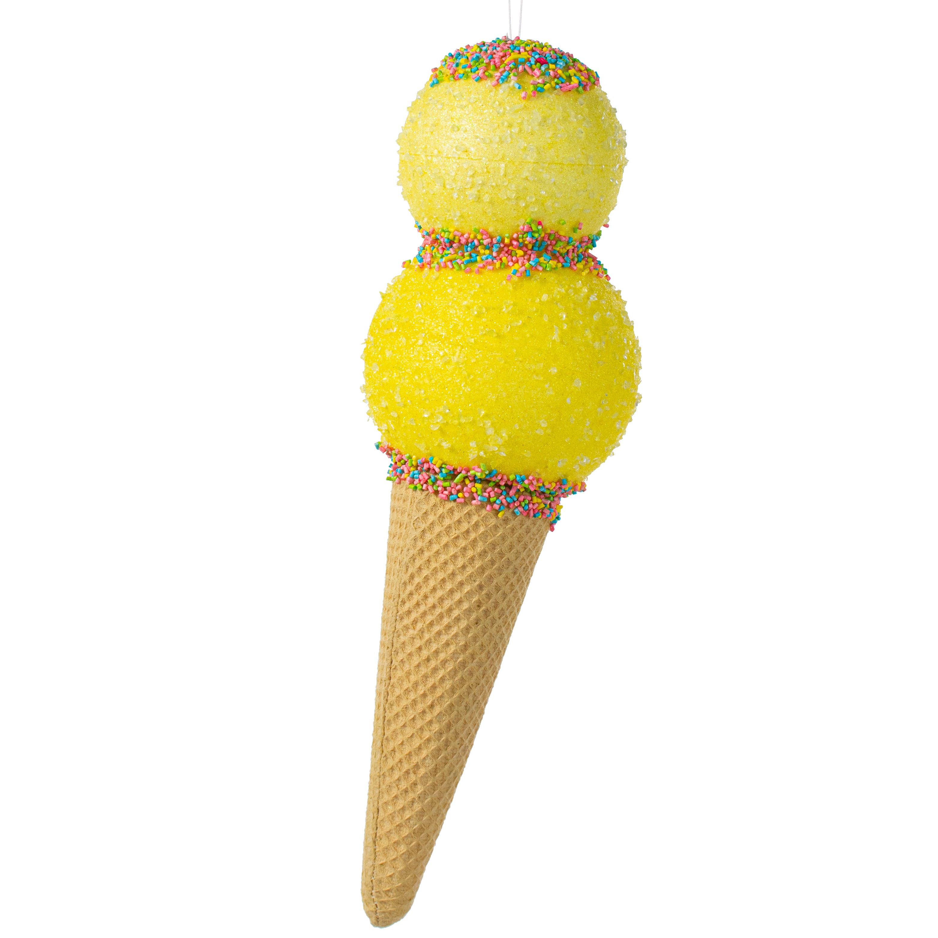 16" Sprinkle Ice Cream Cone Ornament: Yellow Item Number: 63394YW