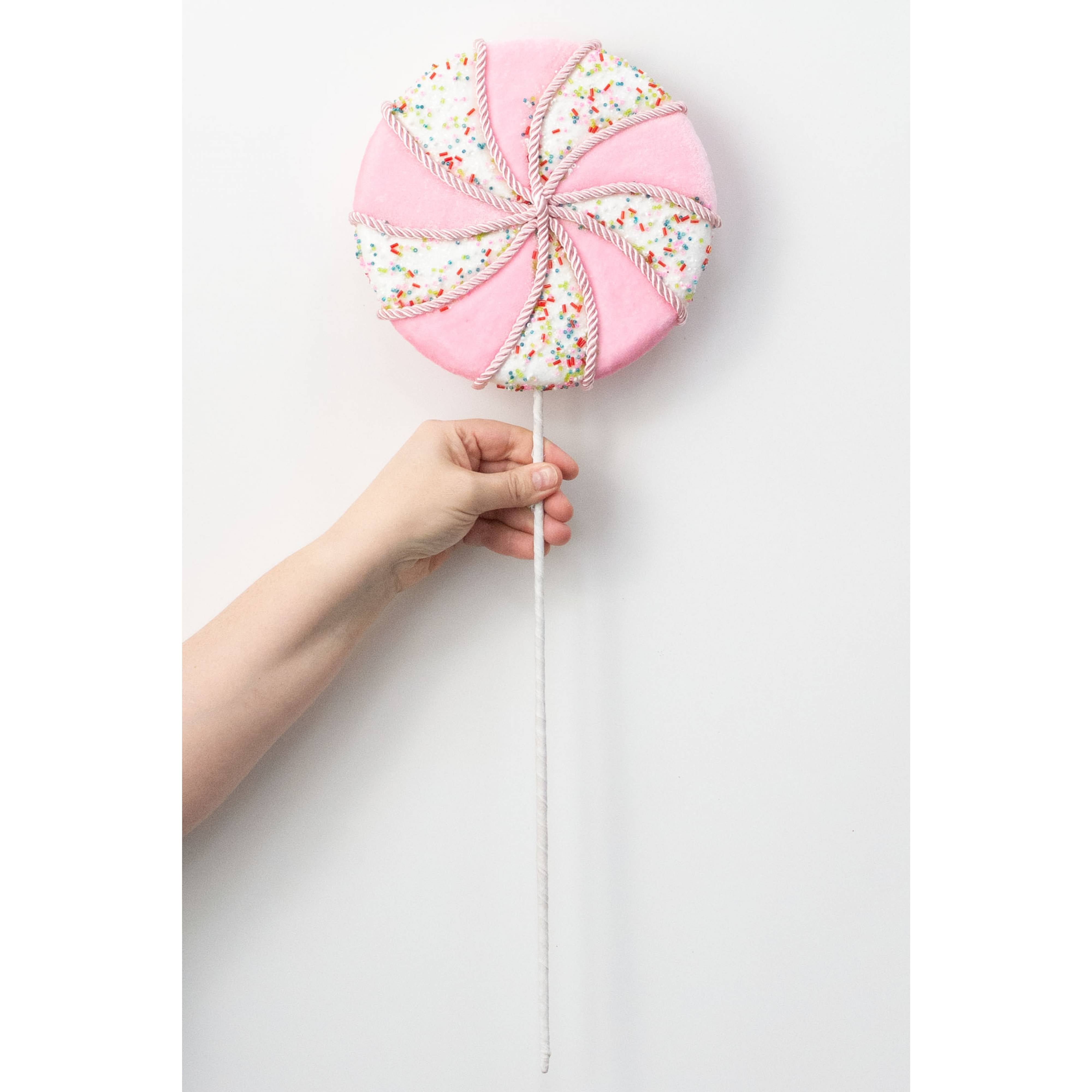 23" x 8" Sprinkle Lollipop Spray: Pink & White detail photo 3