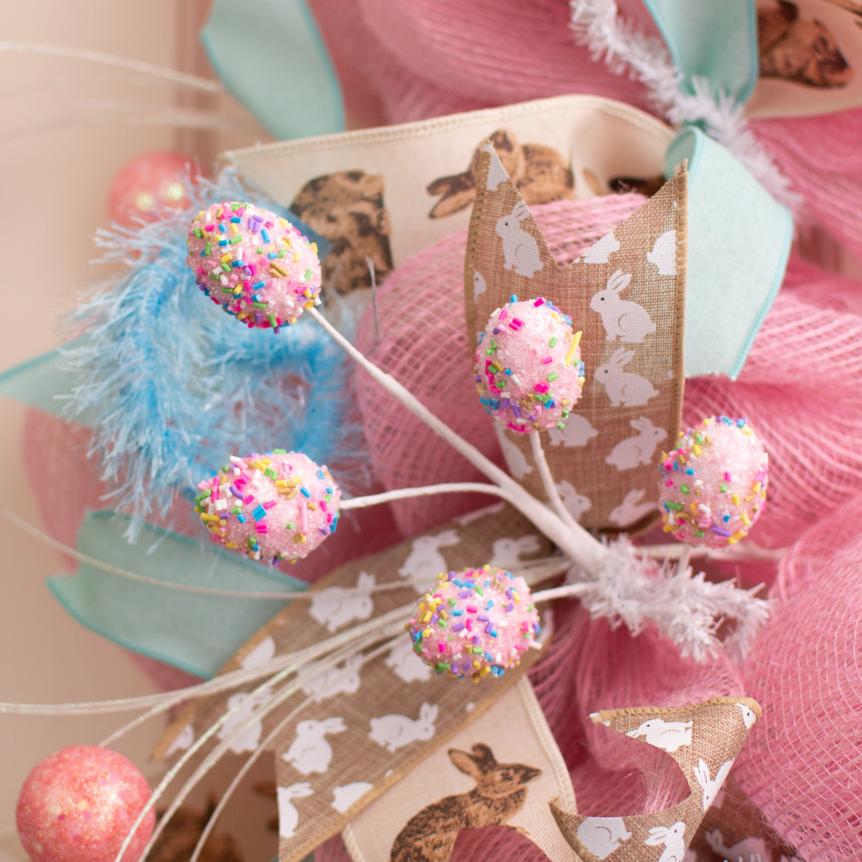 12" Sprinkle Mini Egg Spray: Pink detail photo 4