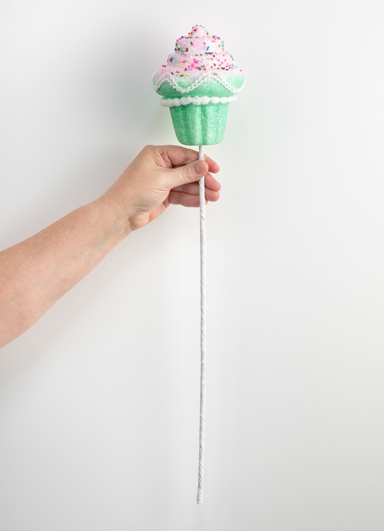 21" Sprinkles & Glitter Cupcake Pick: Pink & Green detail photo 3