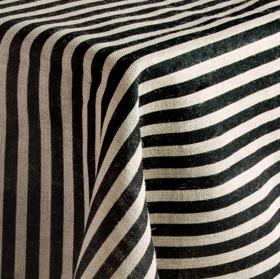 47" Square Black Stripe Burlap Table Topper detail photo 3