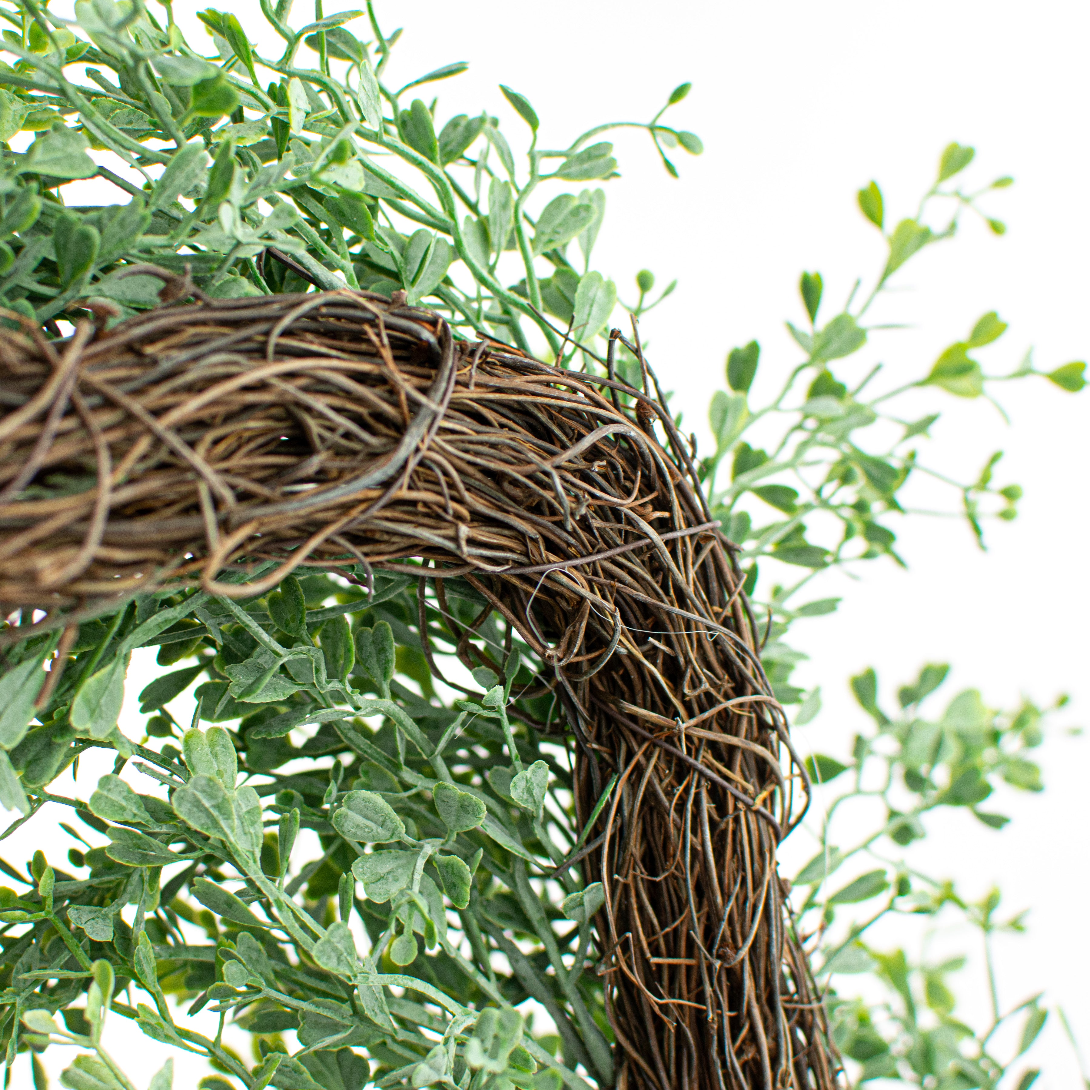 18" Square Boxwood Wreath: Dusty Green detail photo 4