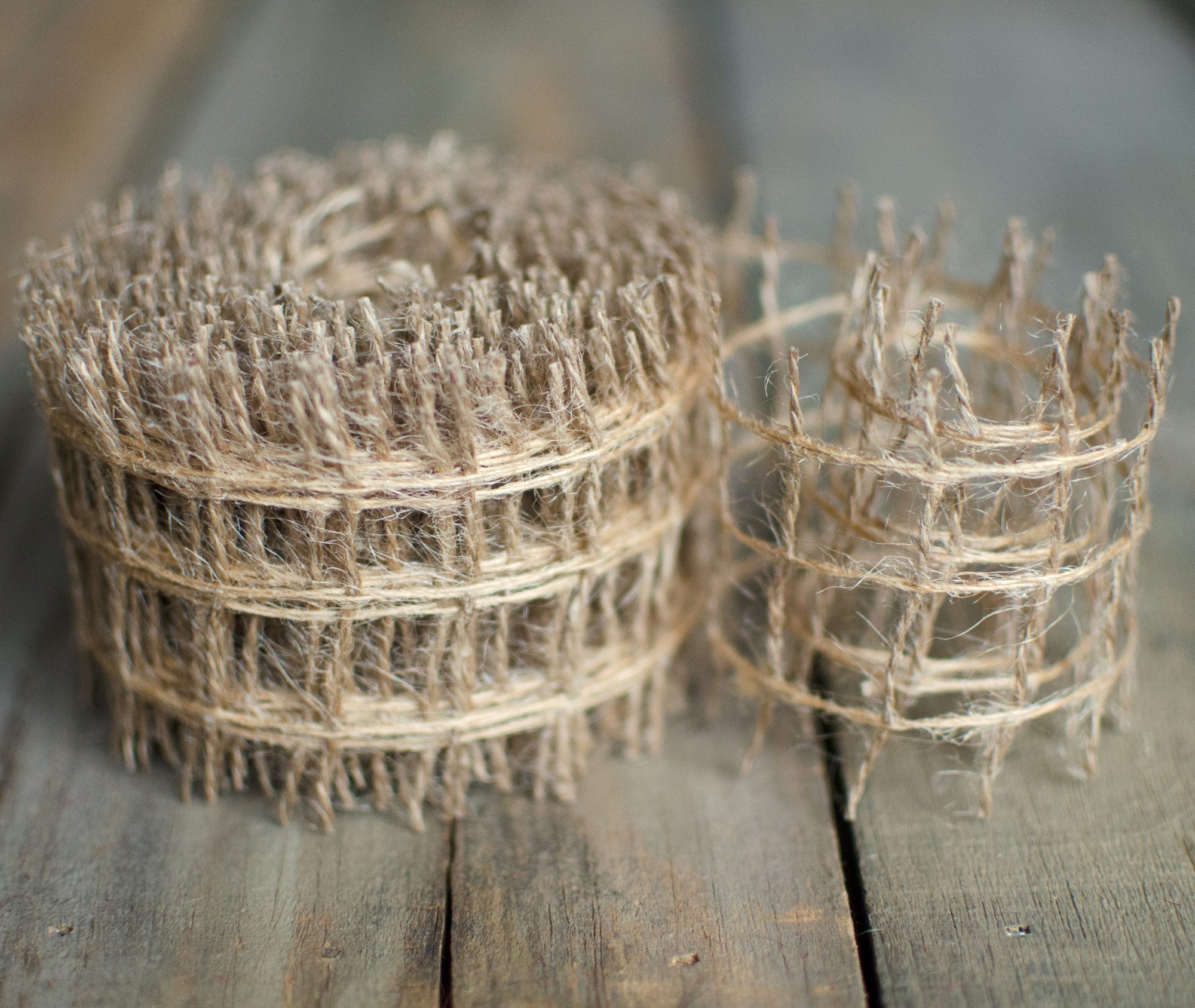 2.5" Square Net Natural Jute Burlap Ribbon (10 Yards) detail photo 4