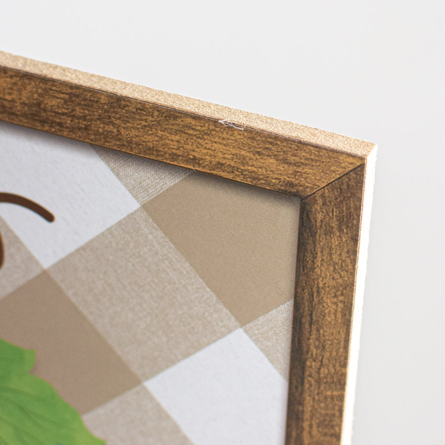 10" Square Short Pumpkin Check Sign: Beige & Teal detail photo 3