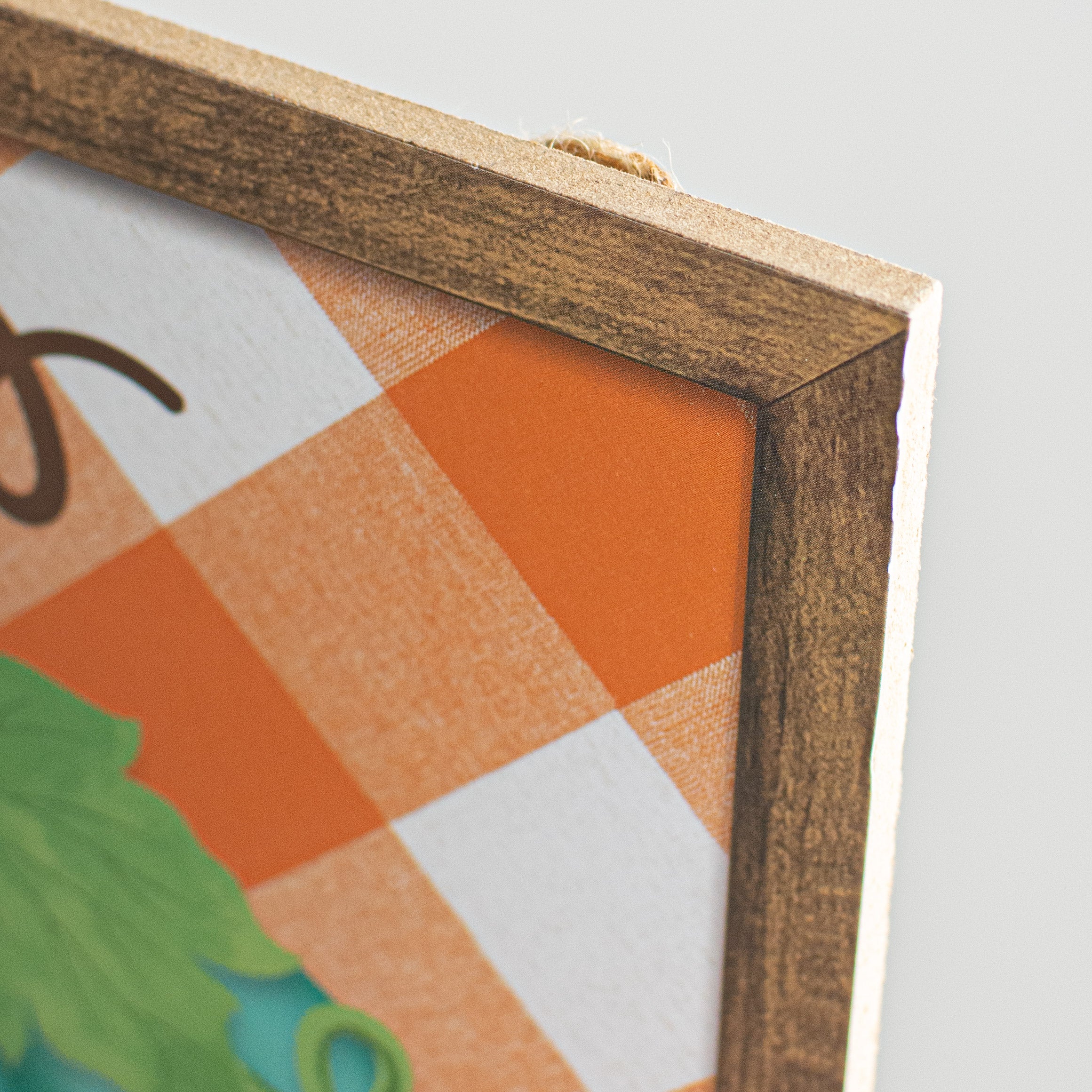 10" Square Short Pumpkin Check Sign: Orange & Teal detail photo 3