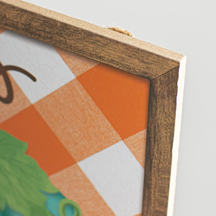 10" Square Short Pumpkin Check Sign: Orange & Teal detail photo 3