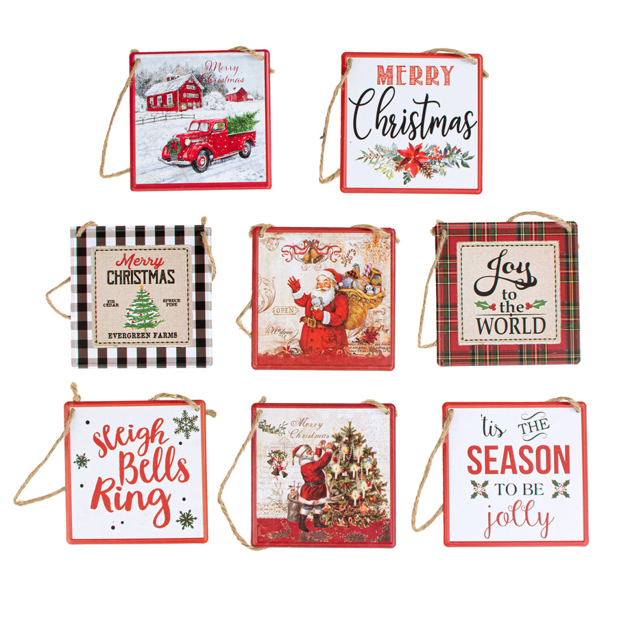 5" Square Tin Signs: Christmas (8 Assorted) Item Number: AP0325