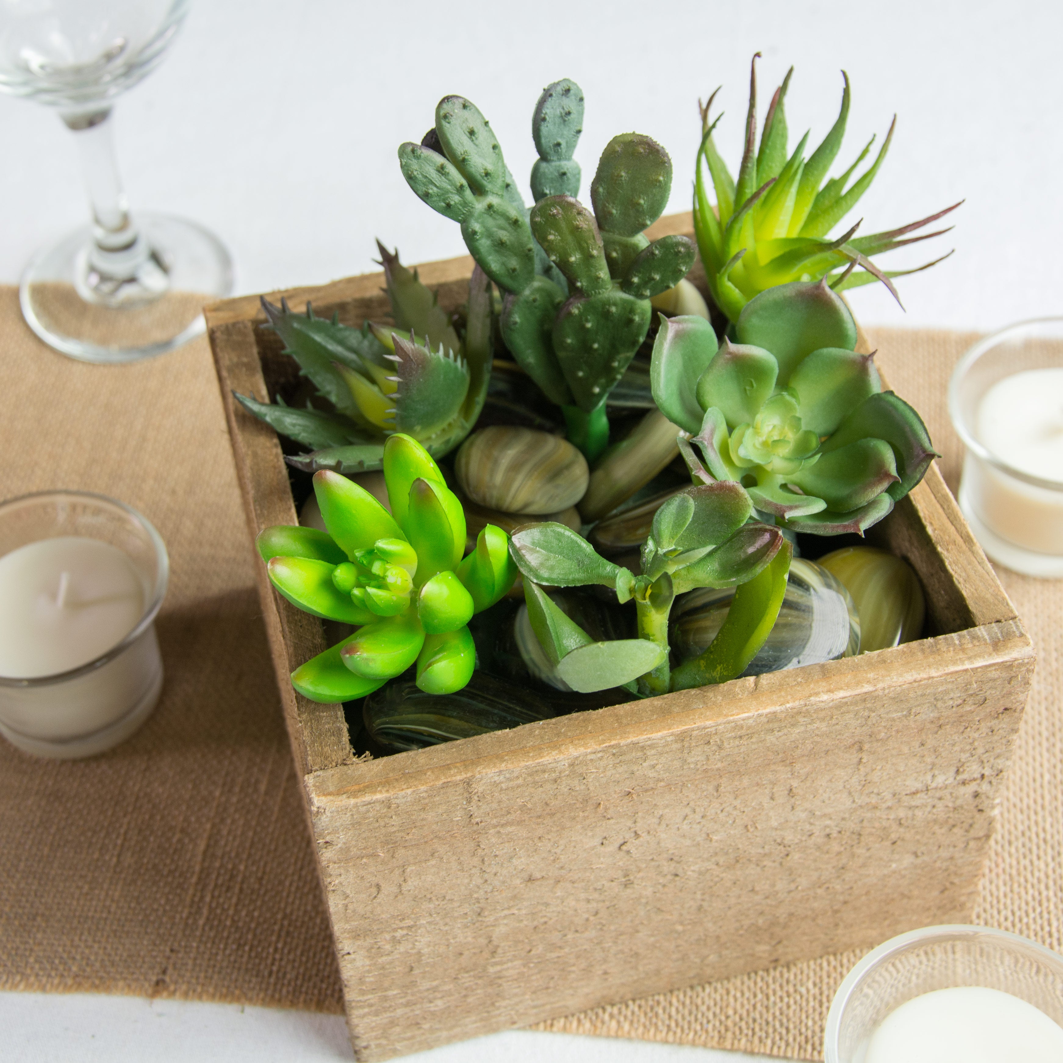 6" Square Wooden Planter Lifestyle Photo