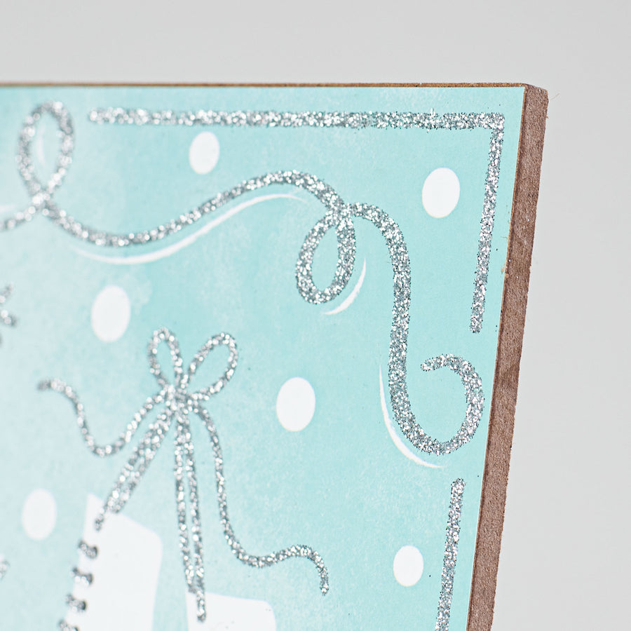 10" Square Wooden Sign: Baby It's Cold Outside Ice Skates detail photo 3