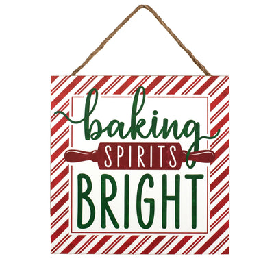 10" Square Wooden Sign: Baking Spirits Bright Item Number: AP7020